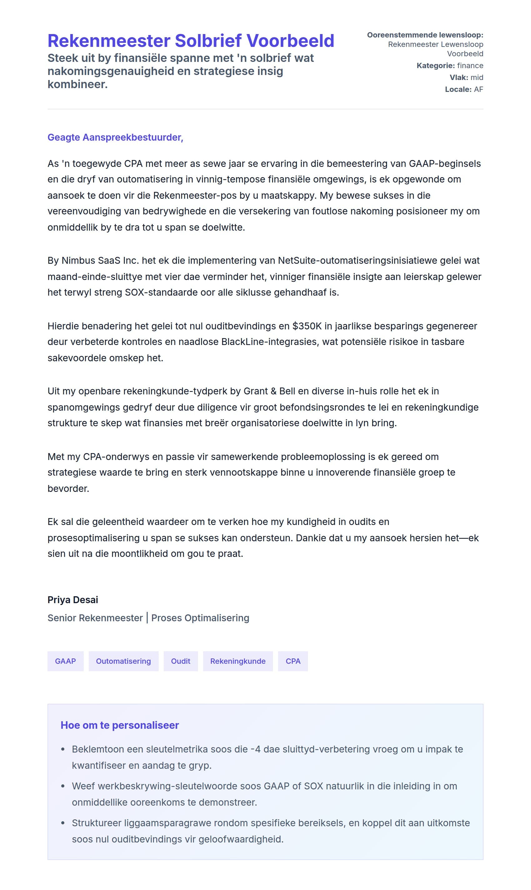 Solbrief-voorskou vir Rekenmeester Solbrief Voorbeeld
