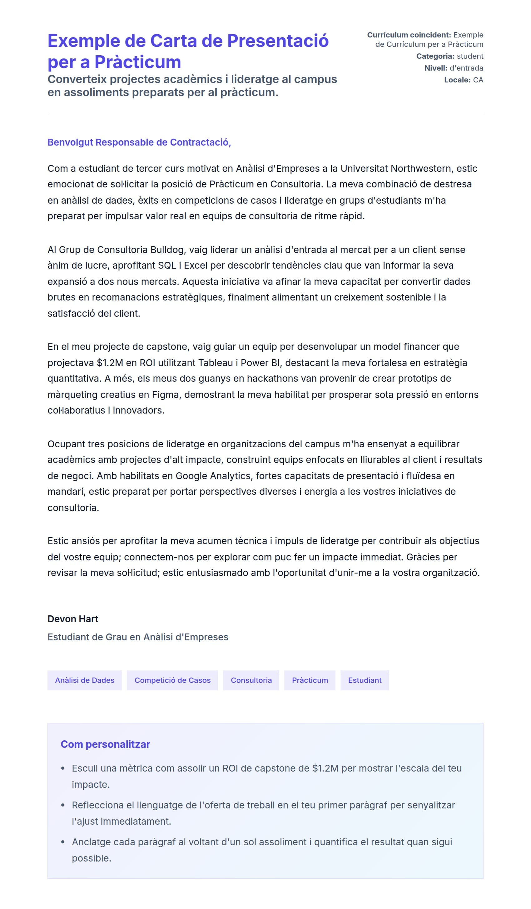 Previsualització de la carta de presentació per a Exemple de Carta de Presentació per a Pràcticum
