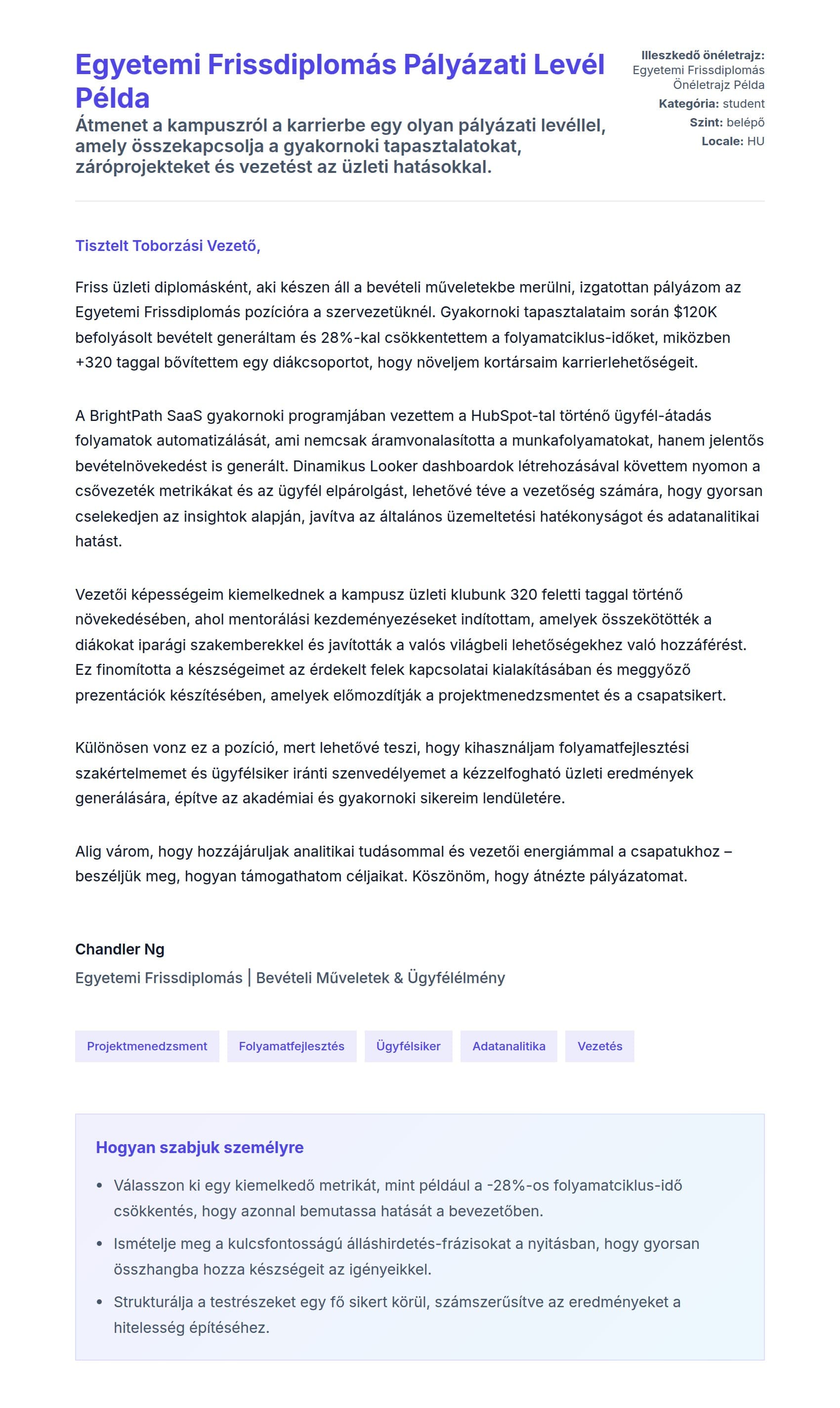 Kísérőlevél előnézet Egyetemi Frissdiplomás Pályázati Levél Példa számára