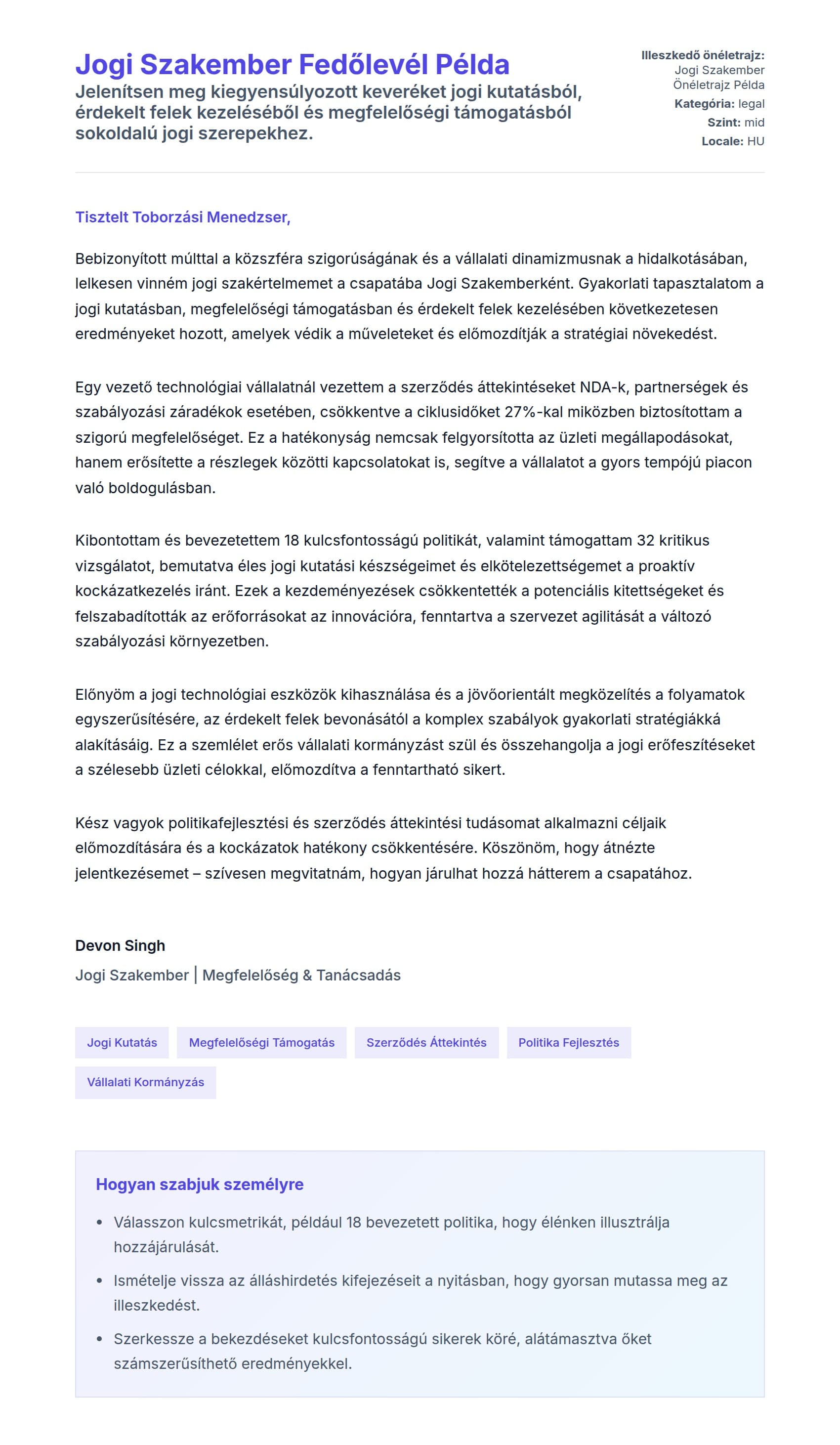 Kísérőlevél előnézet Jogi Szakember Fedőlevél Példa számára