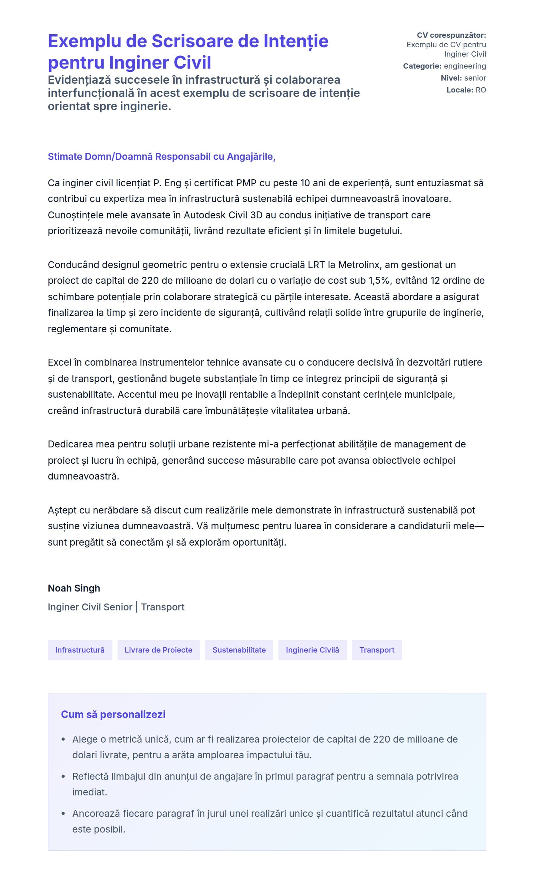 Previzualizare scrisoare de intenție pentru Exemplu de Scrisoare de Intenție pentru Inginer Civil