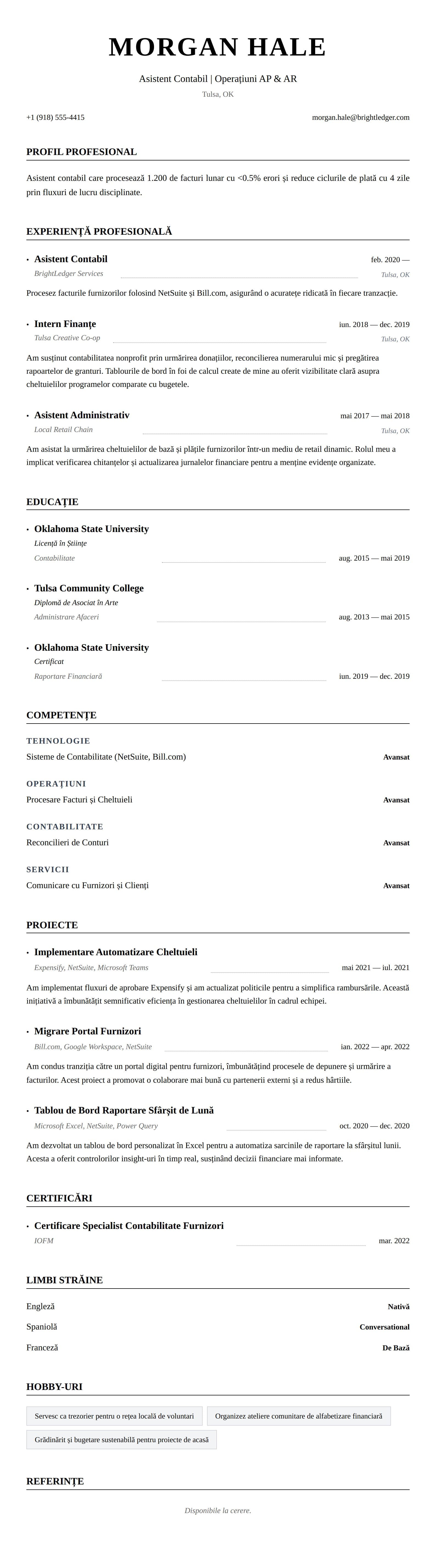 Previzualizare CV pentru Exemplu de CV pentru Asistent Contabil