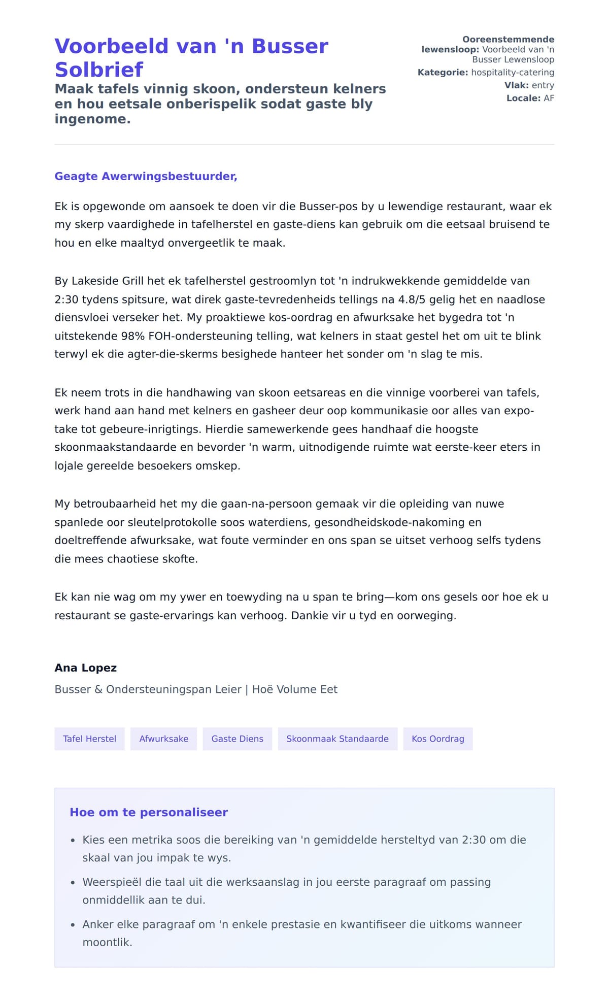 Solbrief-voorskou vir Voorbeeld van 'n Busser Solbrief