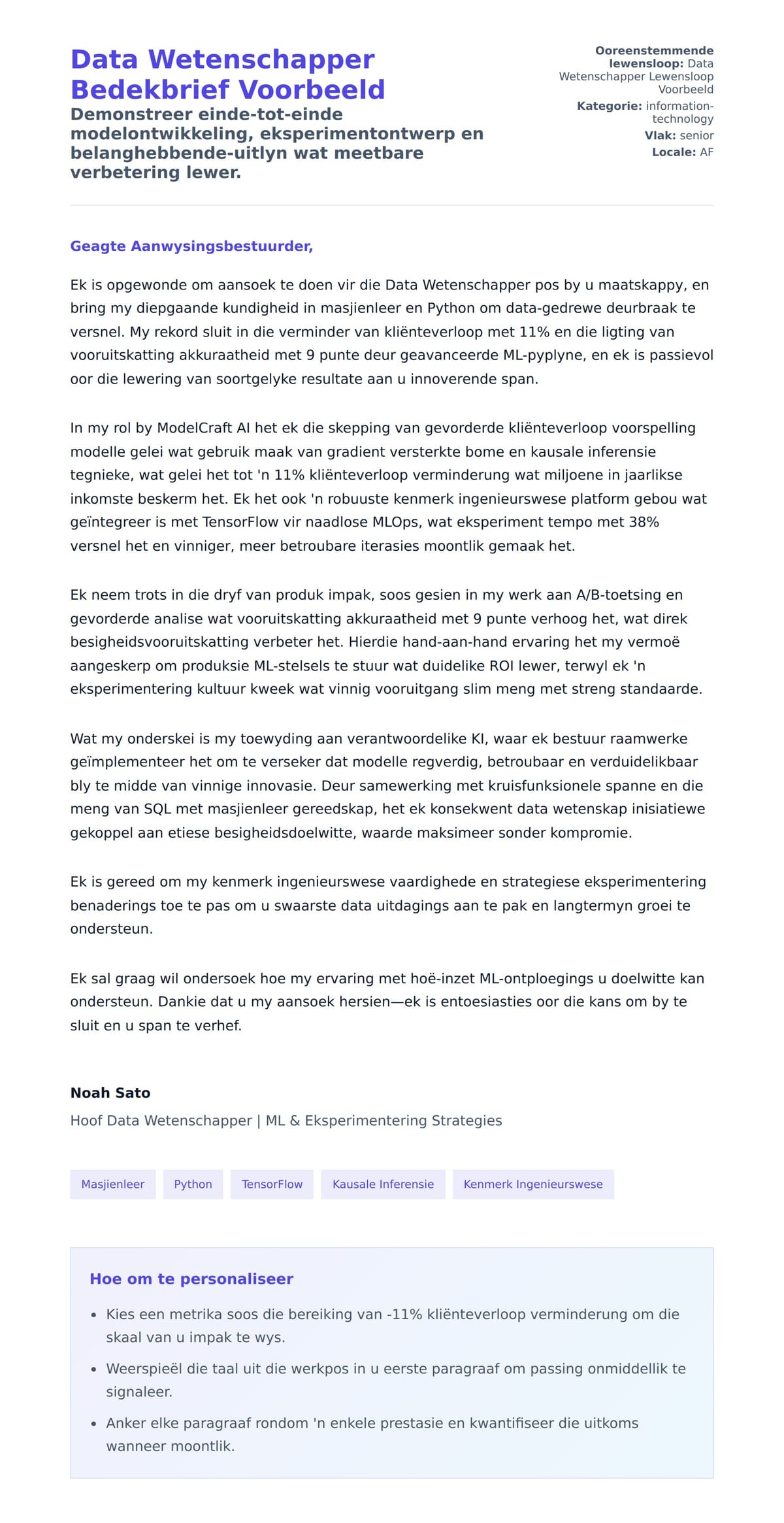 Solbrief-voorskou vir Data Wetenschapper Bedekbrief Voorbeeld