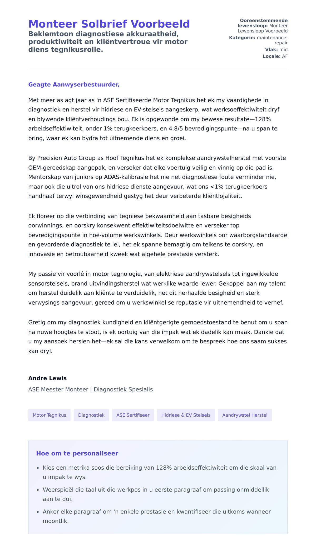 Solbrief-voorskou vir Monteer Solbrief Voorbeeld