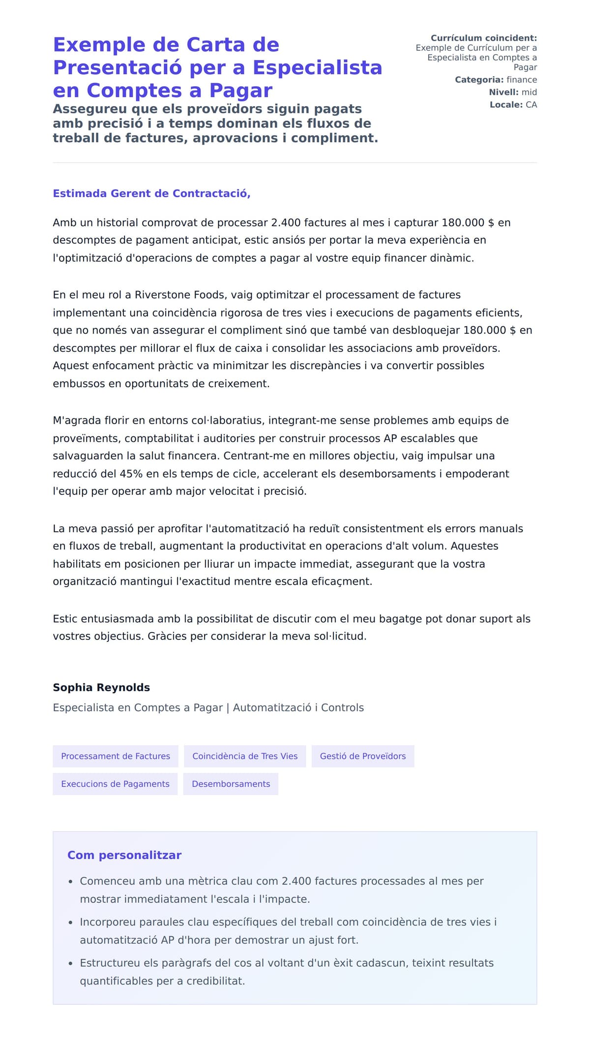 Previsualització de la carta de presentació per a Exemple de Carta de Presentació per a Especialista en Comptes a Pagar