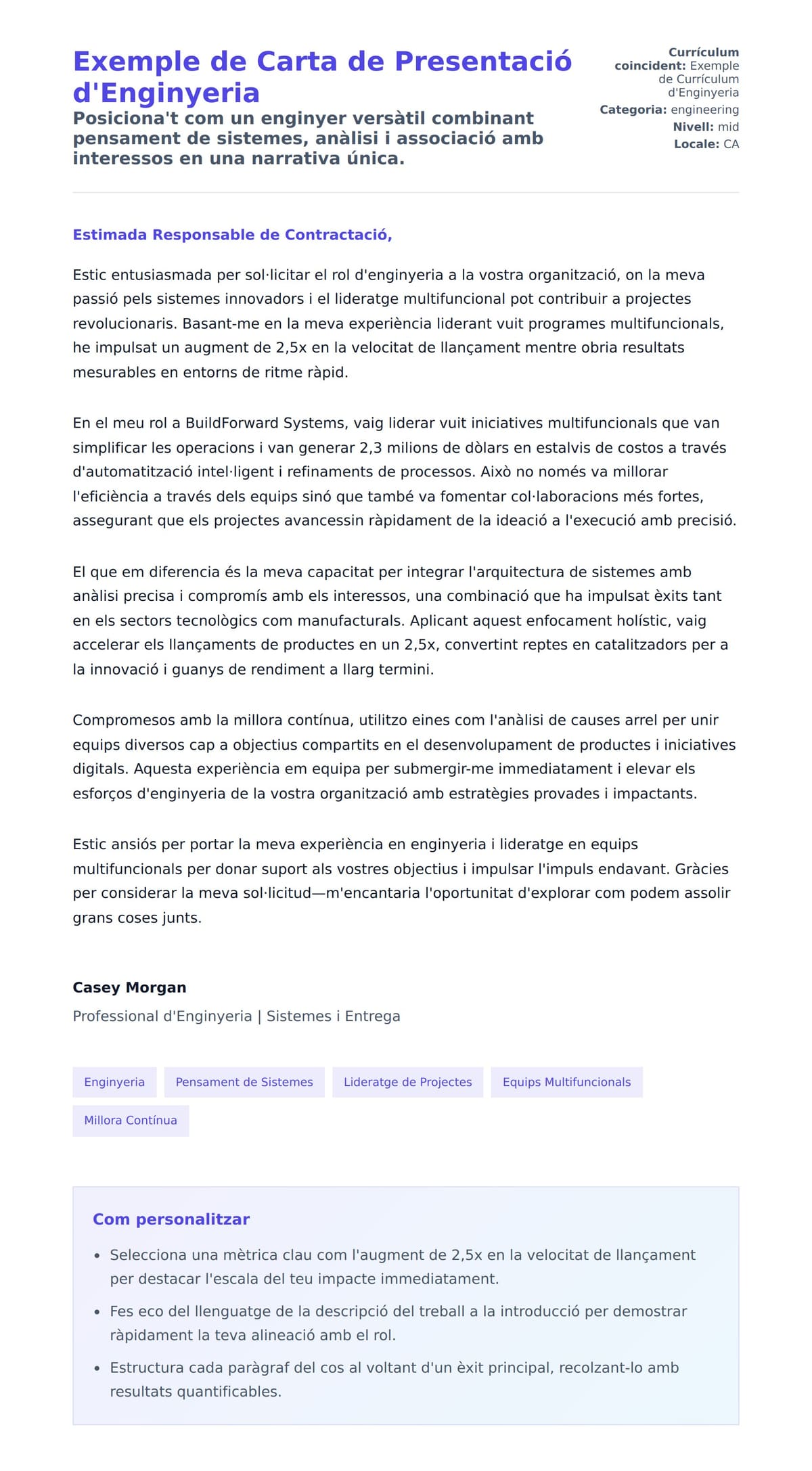 Previsualització de la carta de presentació per a Exemple de Carta de Presentació d'Enginyeria