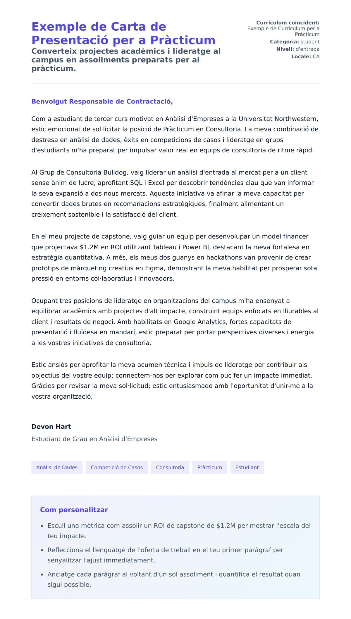 Previsualització de la carta de presentació per a Exemple de Carta de Presentació per a Pràcticum