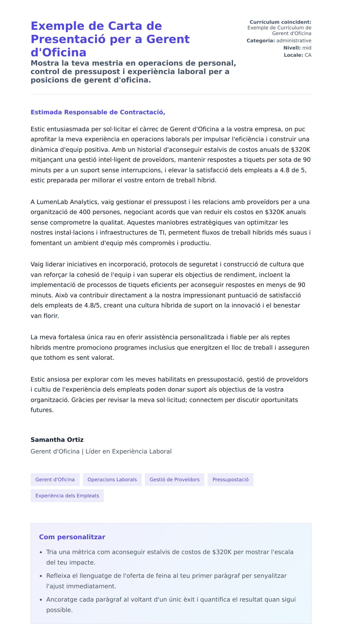 Previsualització de la carta de presentació per a Exemple de Carta de Presentació per a Gerent d'Oficina