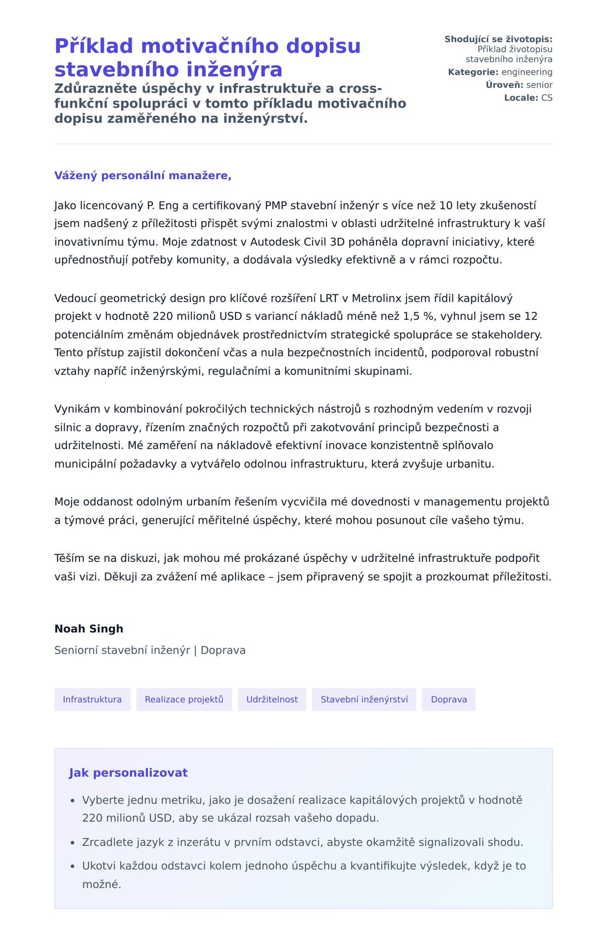 Náhled motivačního dopisu pro Příklad motivačního dopisu stavebního inženýra