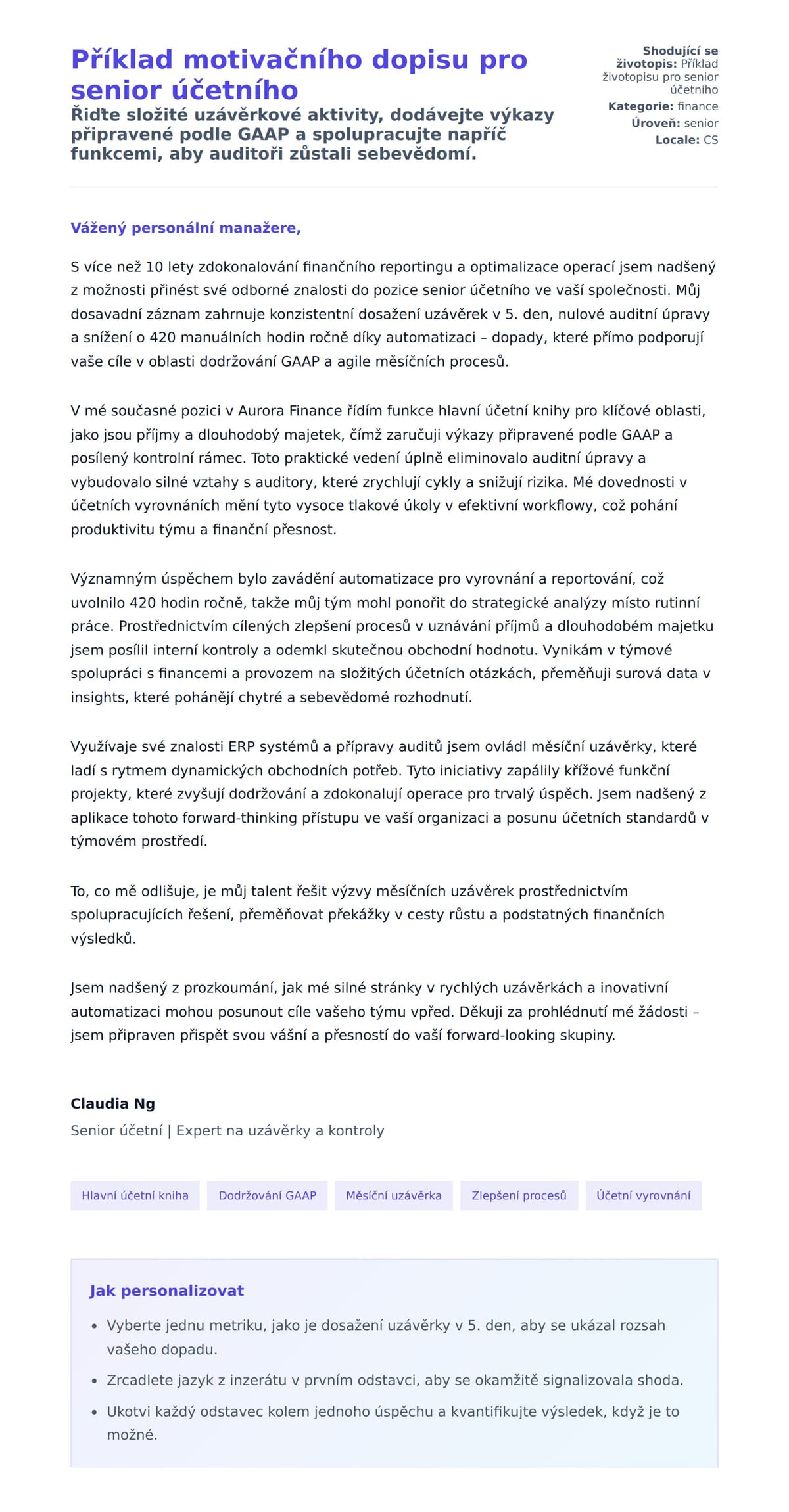 Náhled motivačního dopisu pro Příklad motivačního dopisu pro senior účetního