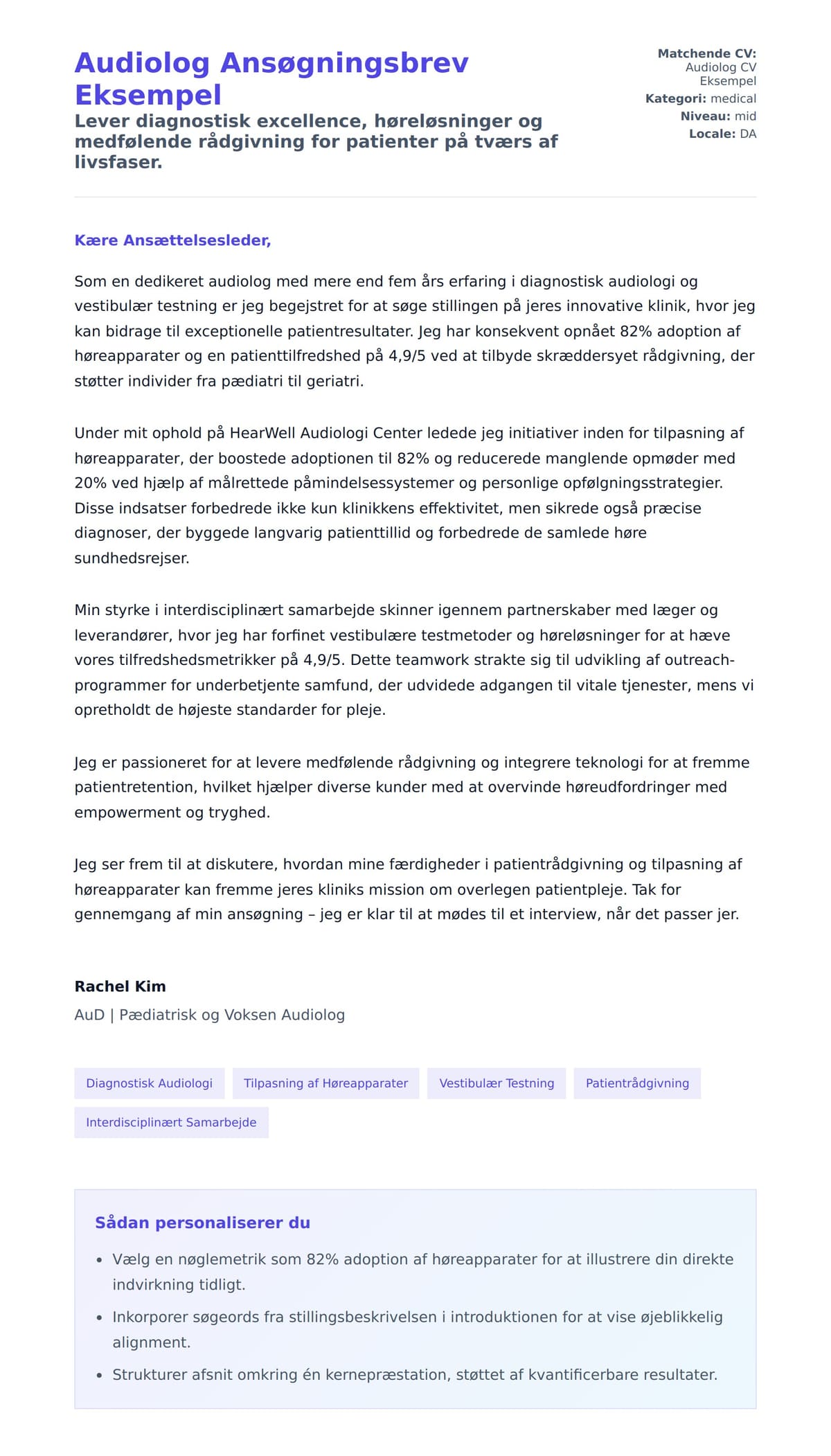 Ansøgningsbrev forhåndsvisning for Audiolog Ansøgningsbrev Eksempel