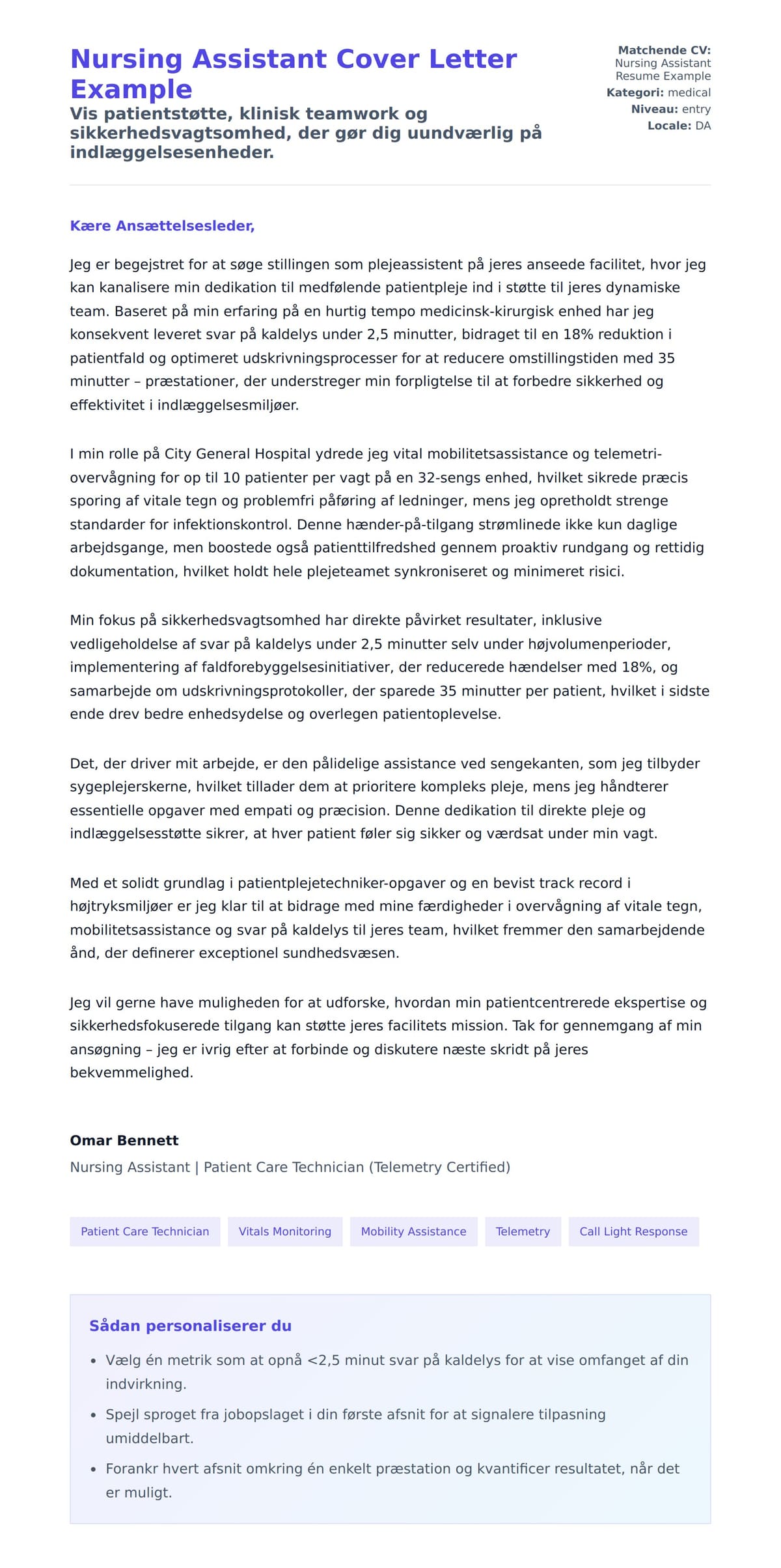 Ansøgningsbrev forhåndsvisning for Nursing Assistant Cover Letter Example