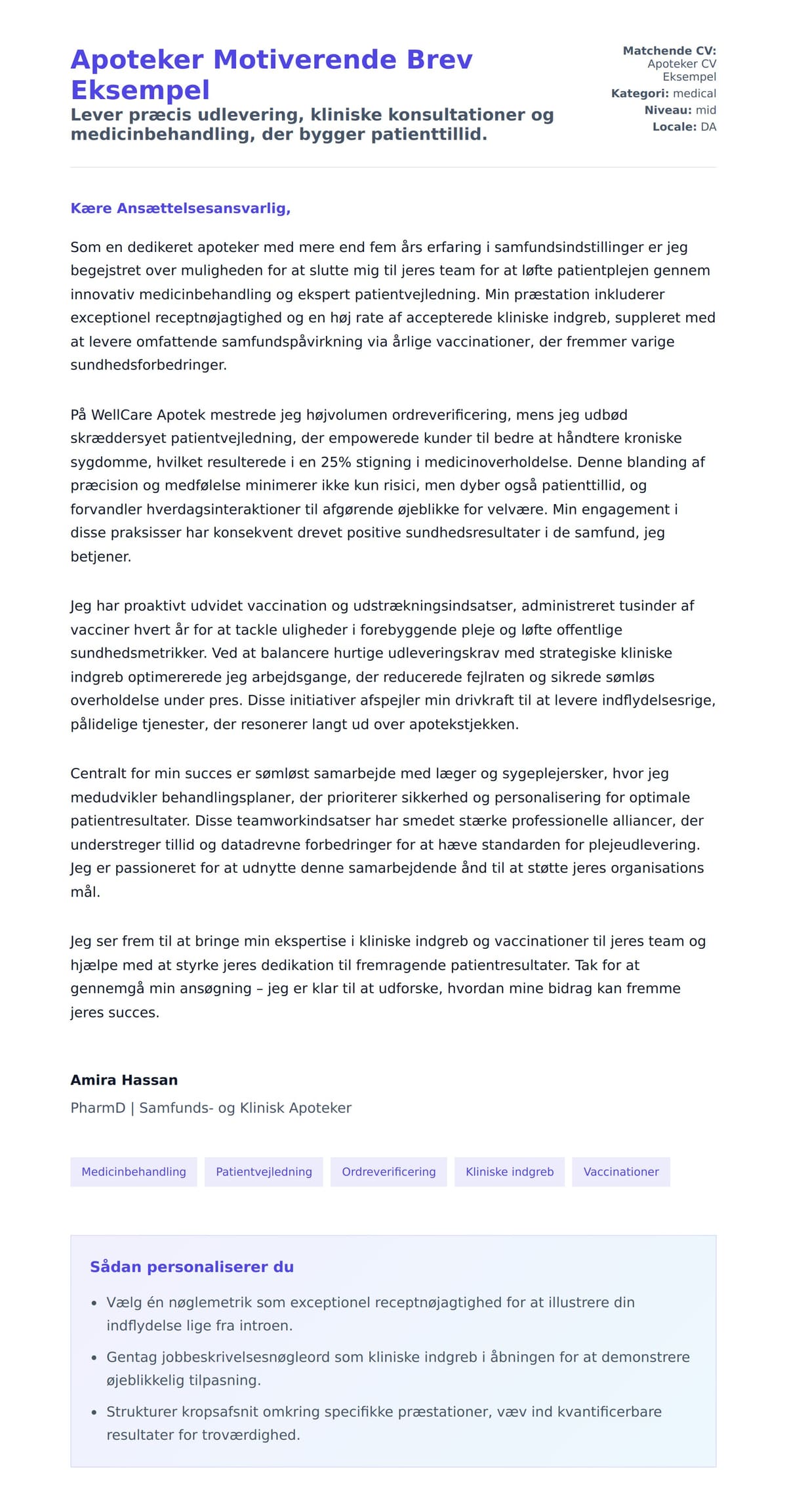 Ansøgningsbrev forhåndsvisning for Apoteker Motiverende Brev Eksempel