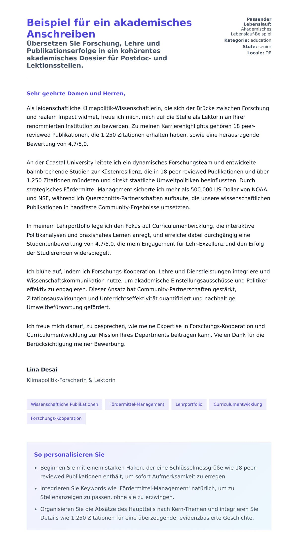 Anschreiben‑Vorschau für Beispiel für ein akademisches Anschreiben