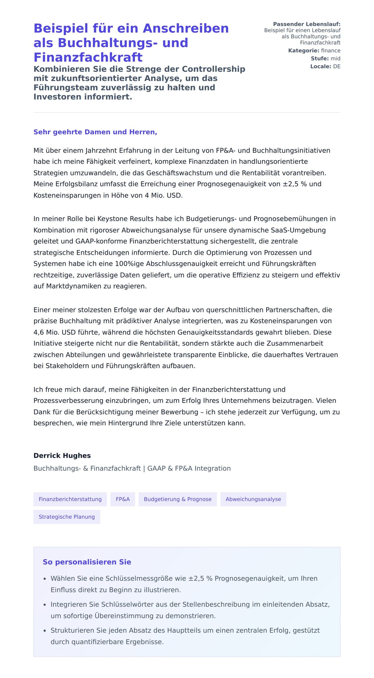 Anschreiben‑Vorschau für Beispiel für ein Anschreiben als Buchhaltungs- und Finanzfachkraft