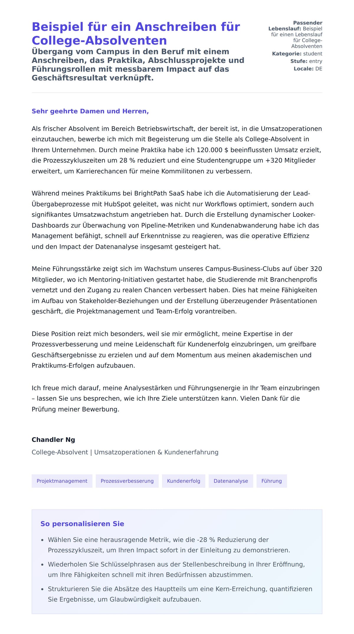 Anschreiben‑Vorschau für Beispiel für ein Anschreiben für College-Absolventen