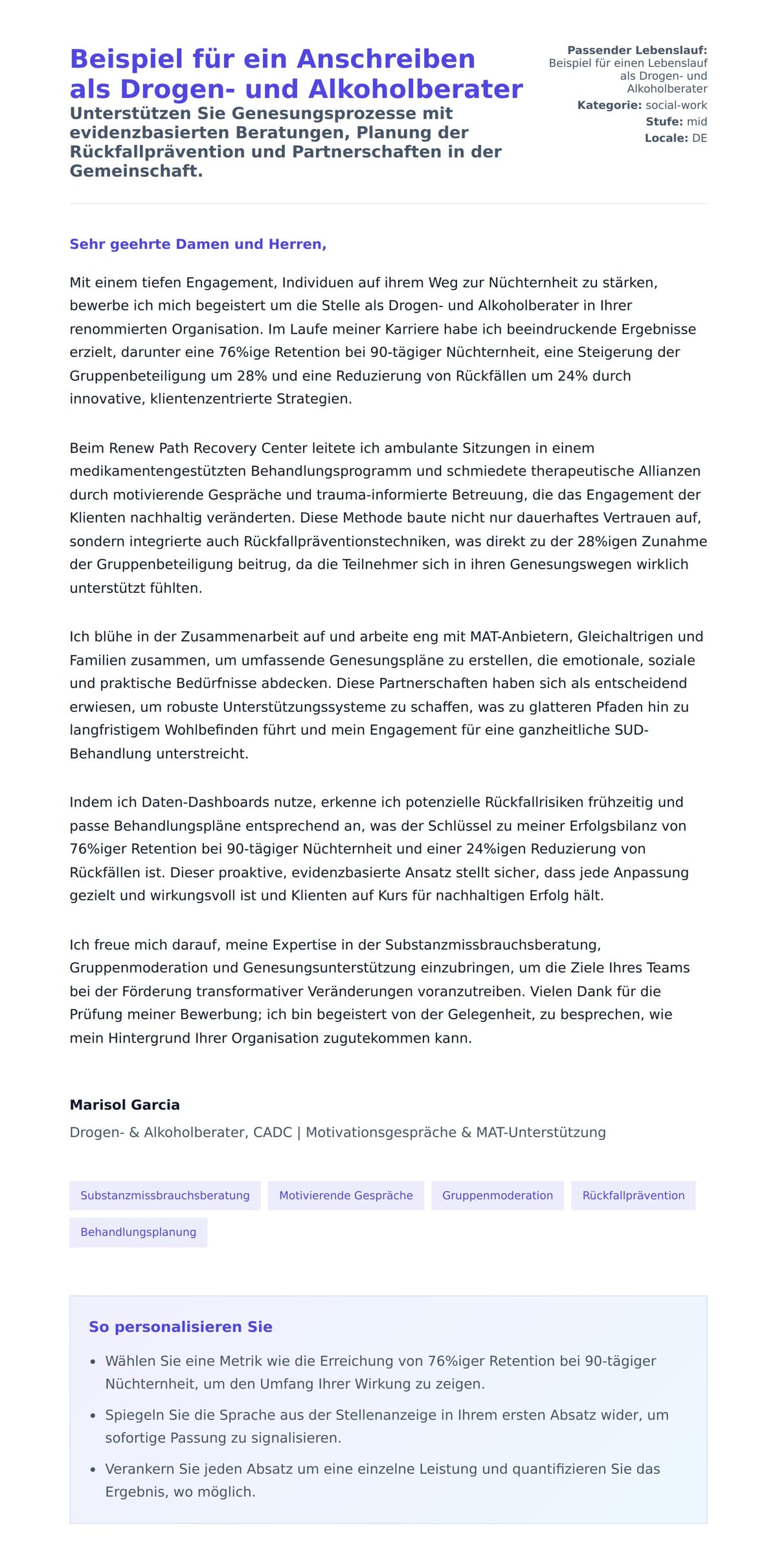 Anschreiben‑Vorschau für Beispiel für ein Anschreiben als Drogen- und Alkoholberater
