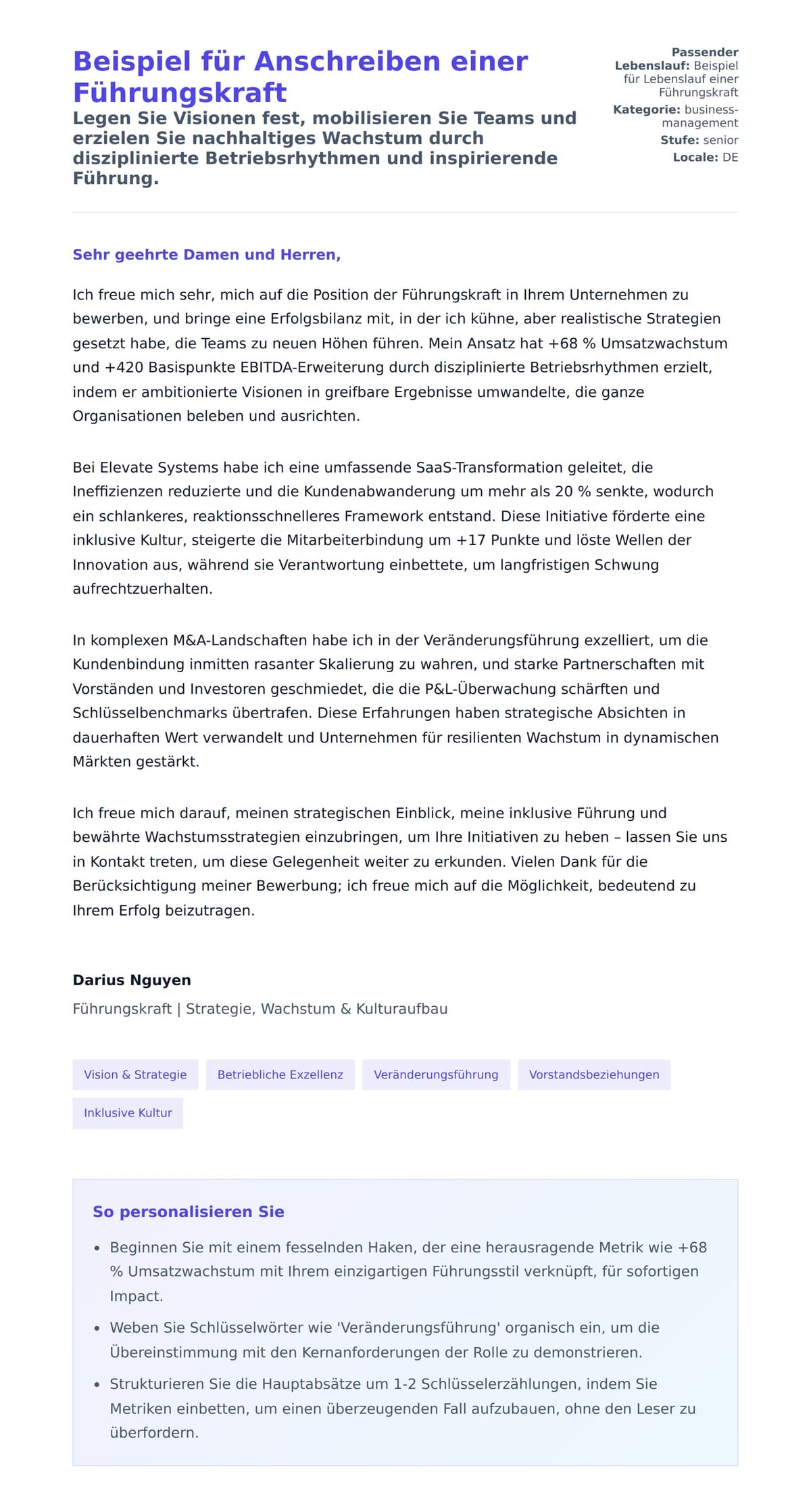 Anschreiben‑Vorschau für Beispiel für Anschreiben einer Führungskraft