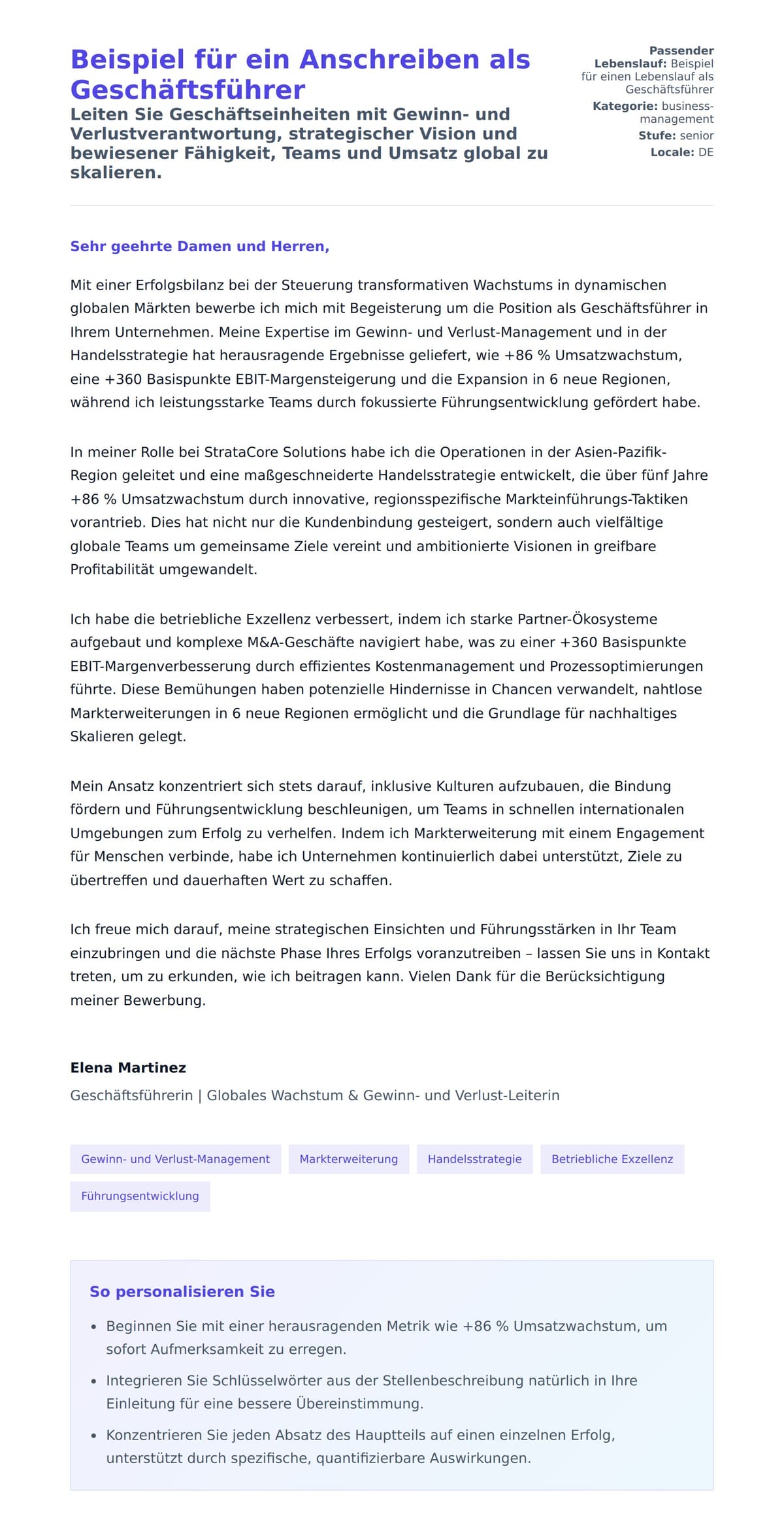 Anschreiben‑Vorschau für Beispiel für ein Anschreiben als Geschäftsführer