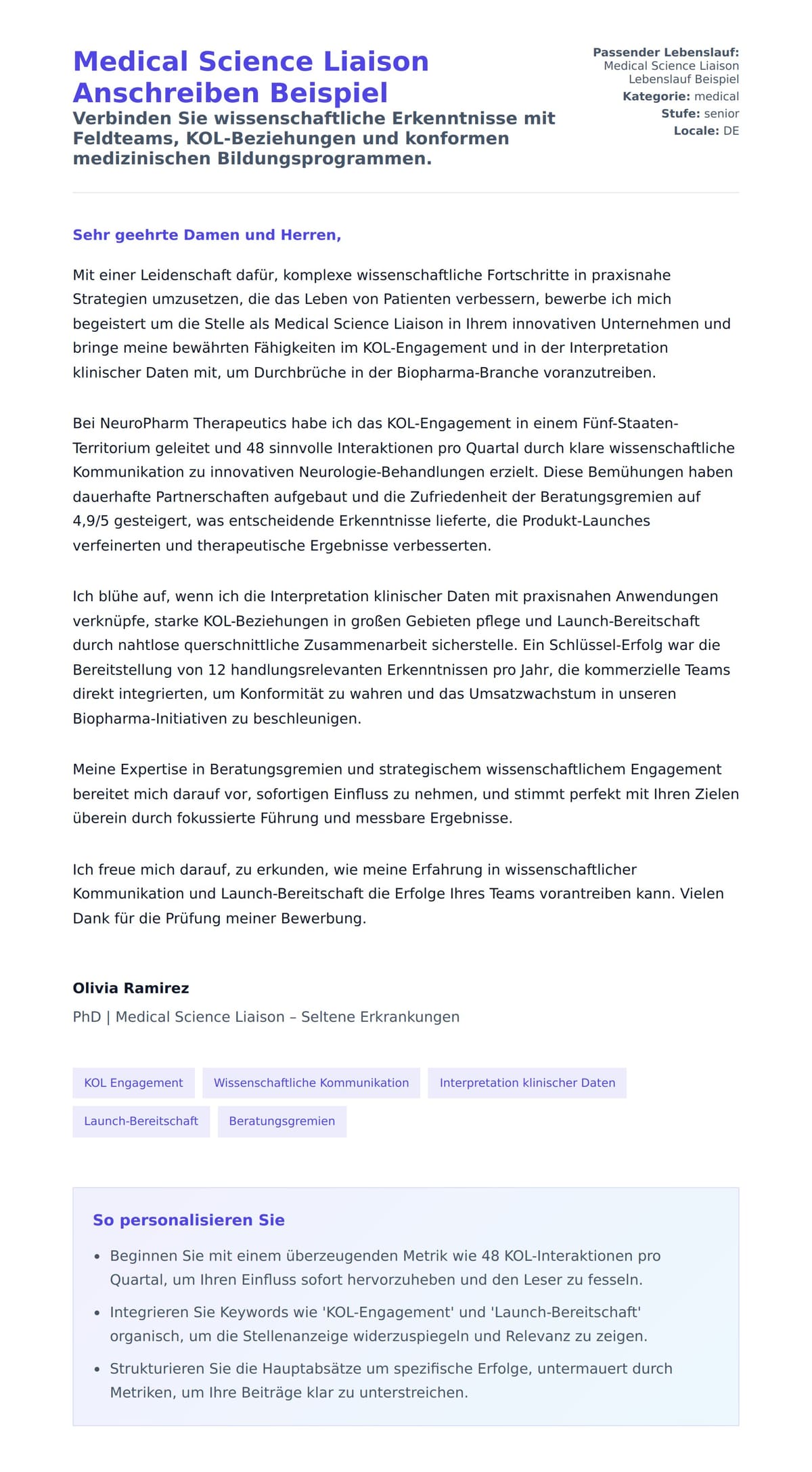 Anschreiben‑Vorschau für Medical Science Liaison Anschreiben Beispiel