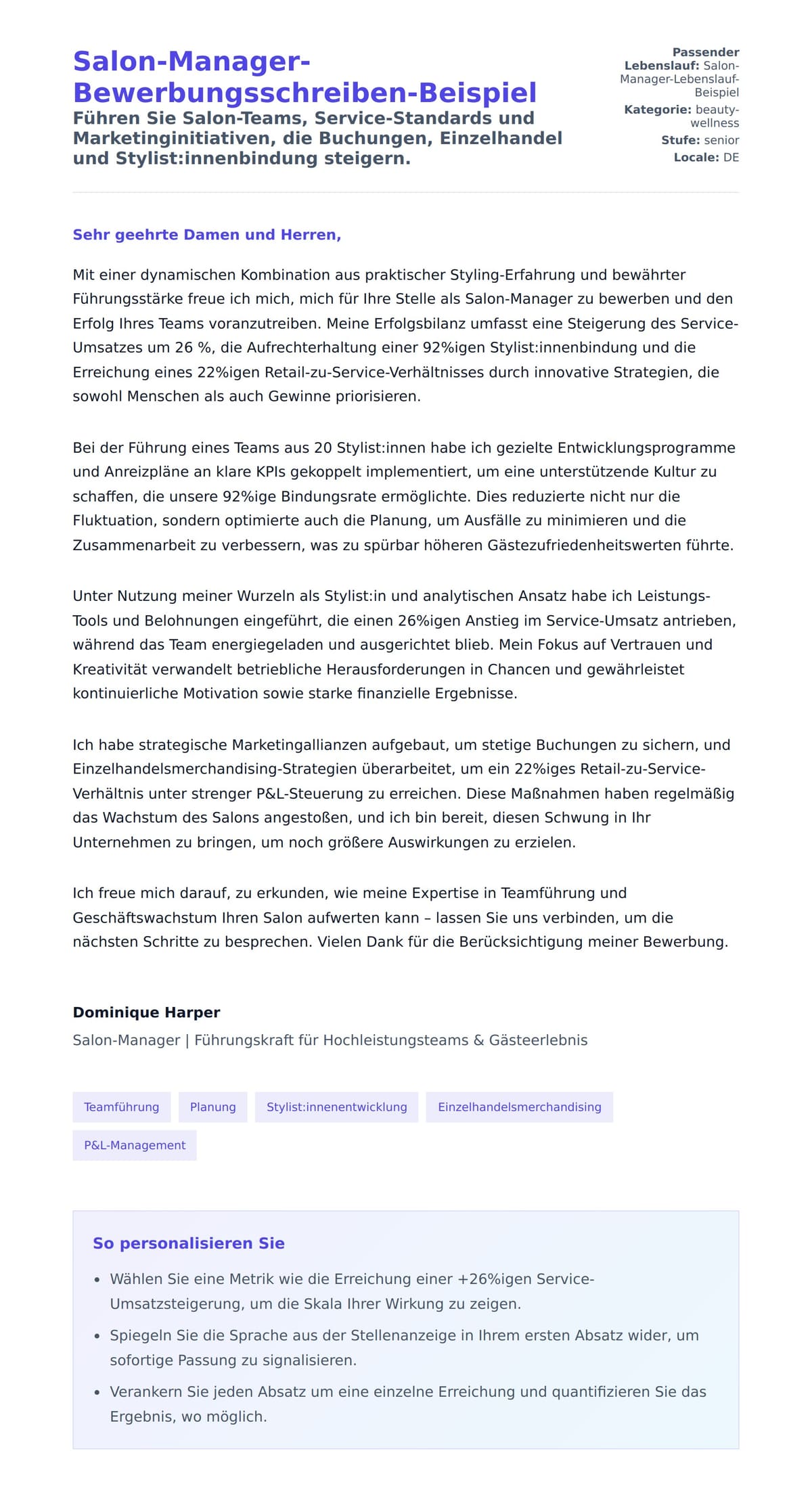 Anschreiben‑Vorschau für Salon-Manager-Bewerbungsschreiben-Beispiel