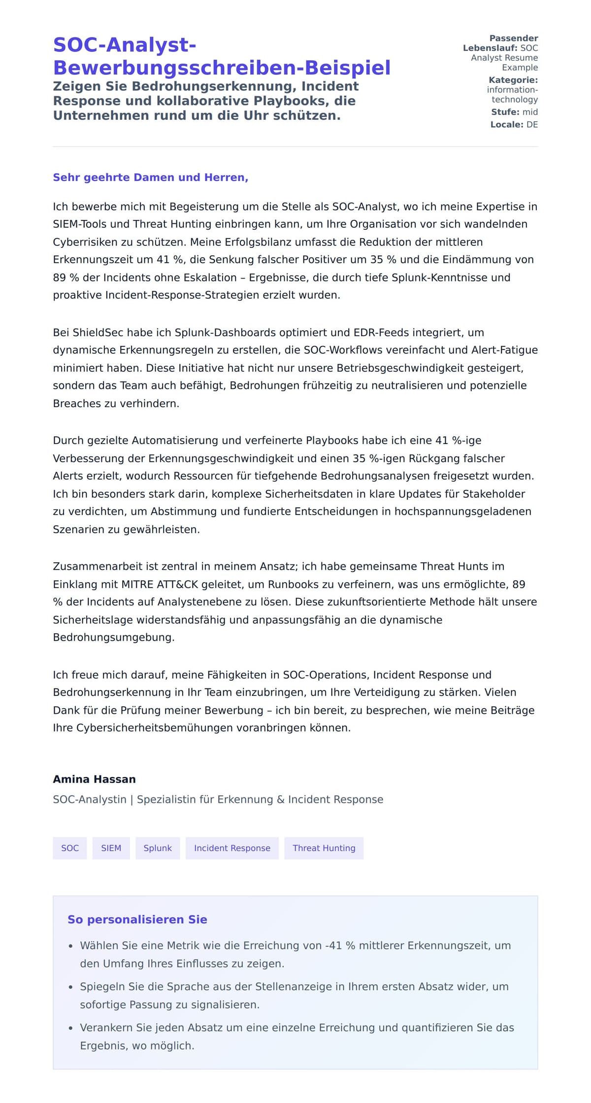 Anschreiben‑Vorschau für SOC-Analyst-Bewerbungsschreiben-Beispiel