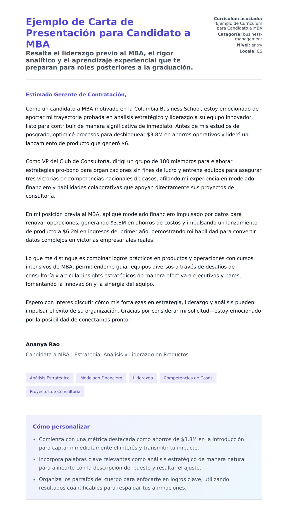 Vista previa de la carta para Ejemplo de Carta de Presentación para Candidato a MBA