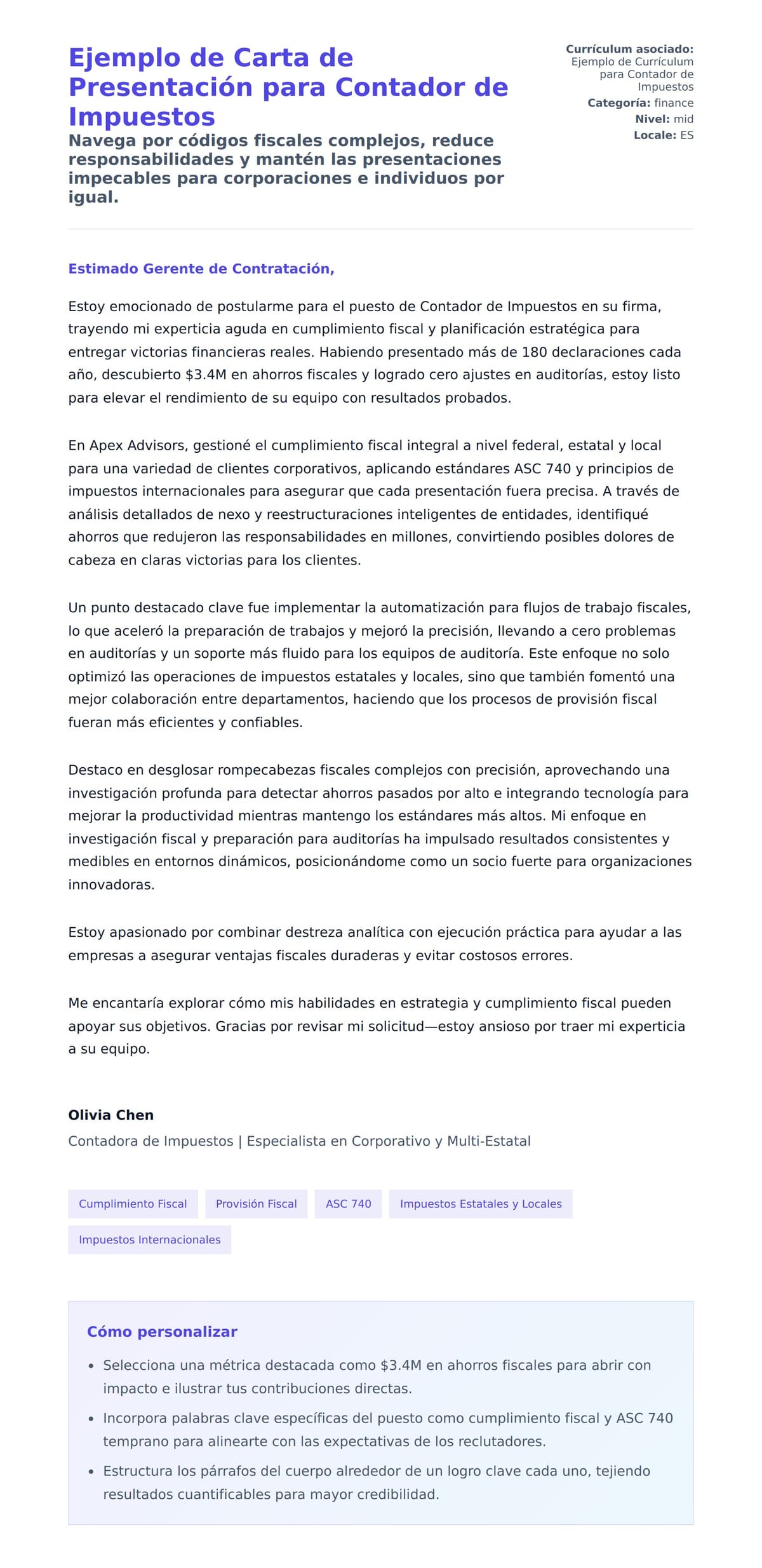 Vista previa de la carta para Ejemplo de Carta de Presentación para Contador de Impuestos