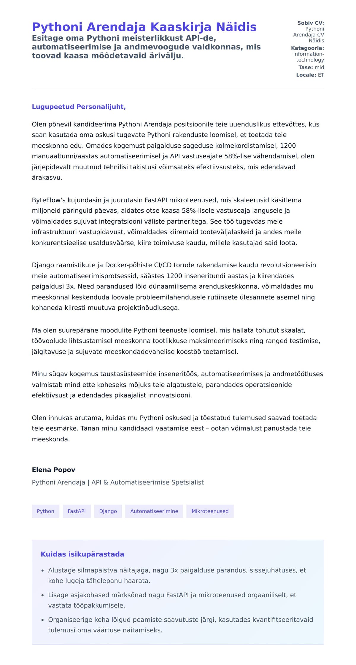 Kaaskirja eelvaade Pythoni Arendaja Kaaskirja Näidis jaoks