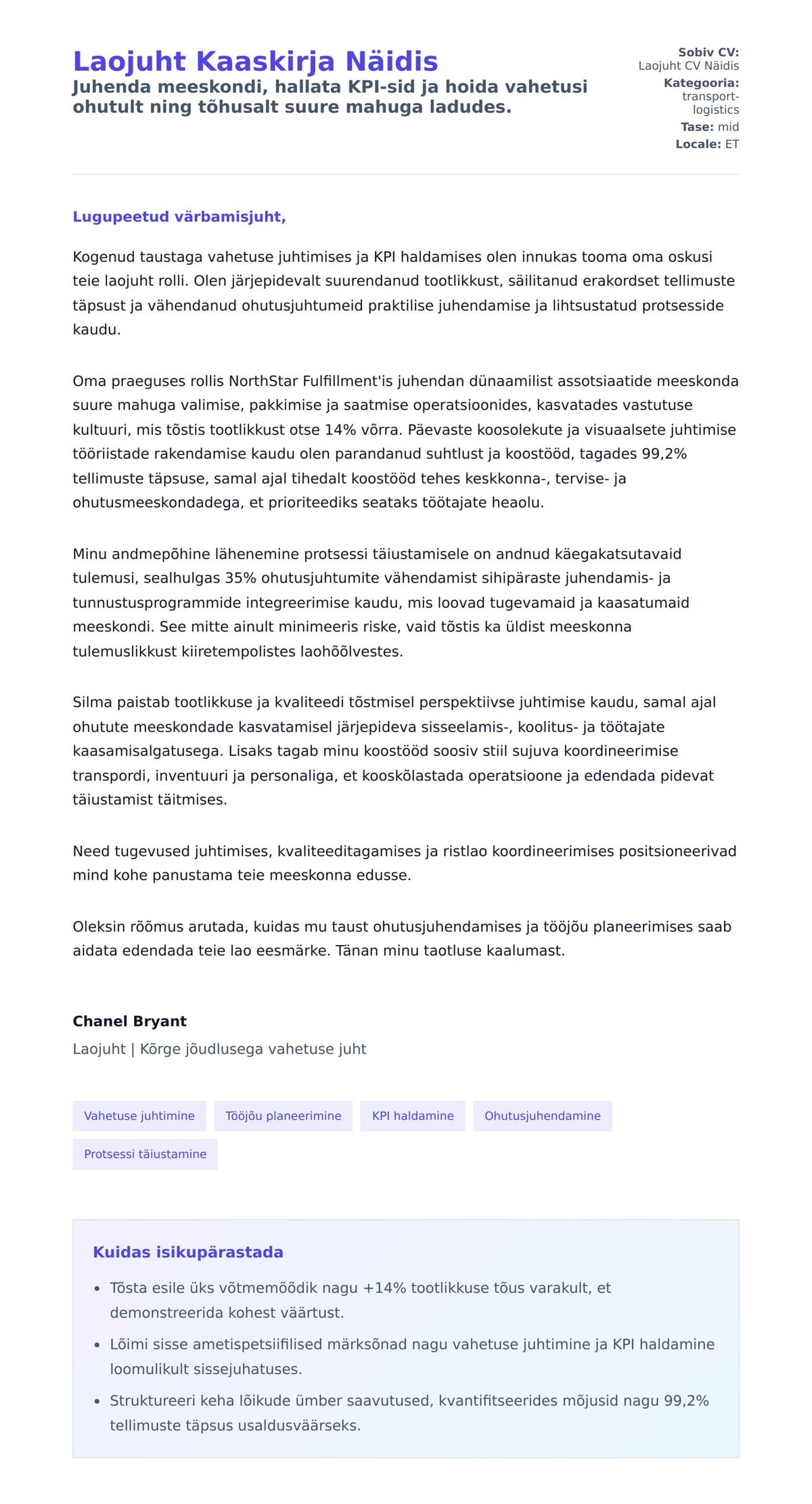 Kaaskirja eelvaade Laojuht Kaaskirja Näidis jaoks