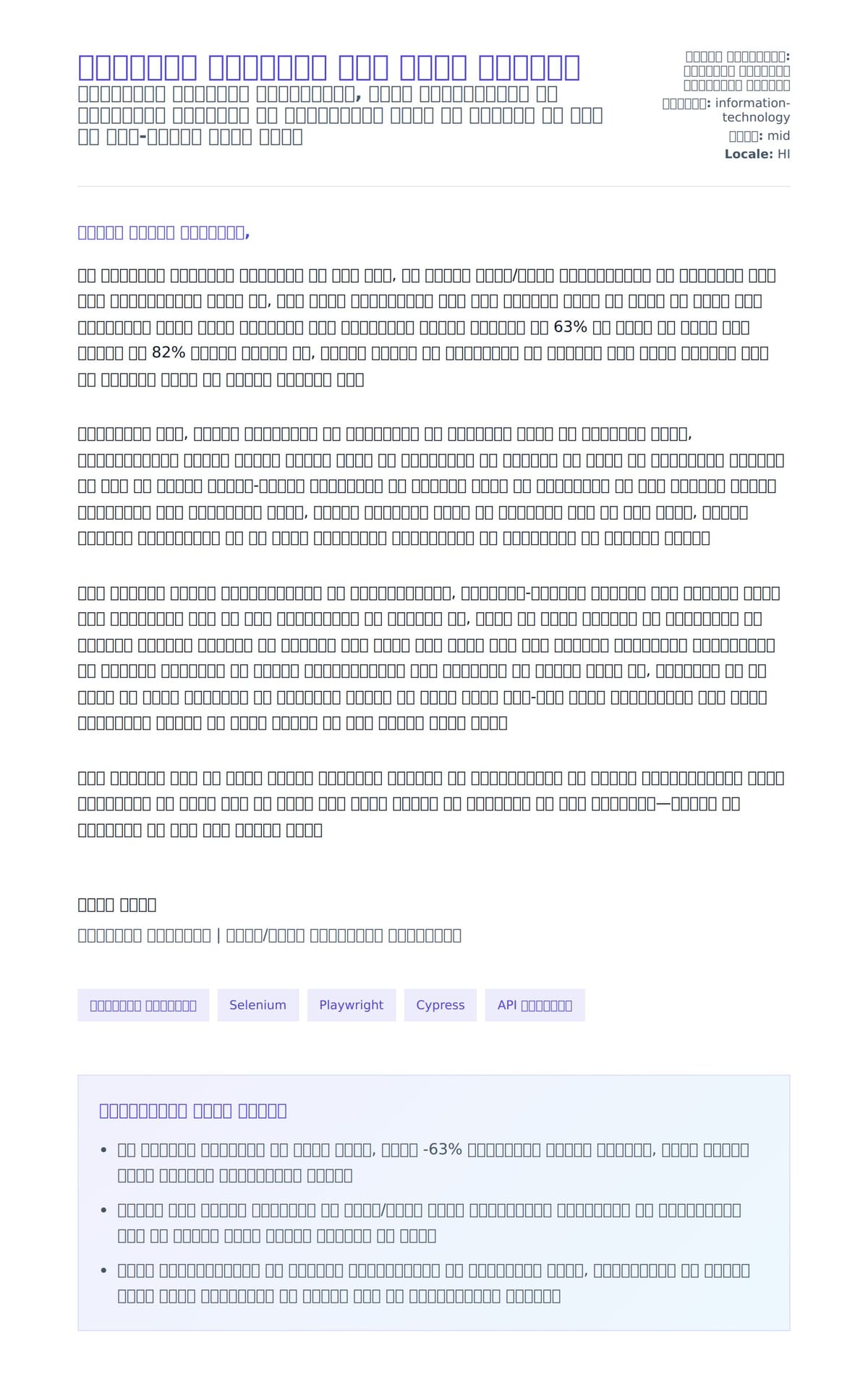 स्वचालन परीक्षक कवर लेटर उदाहरण के लिए कवर पत्र पूर्वावलोकन