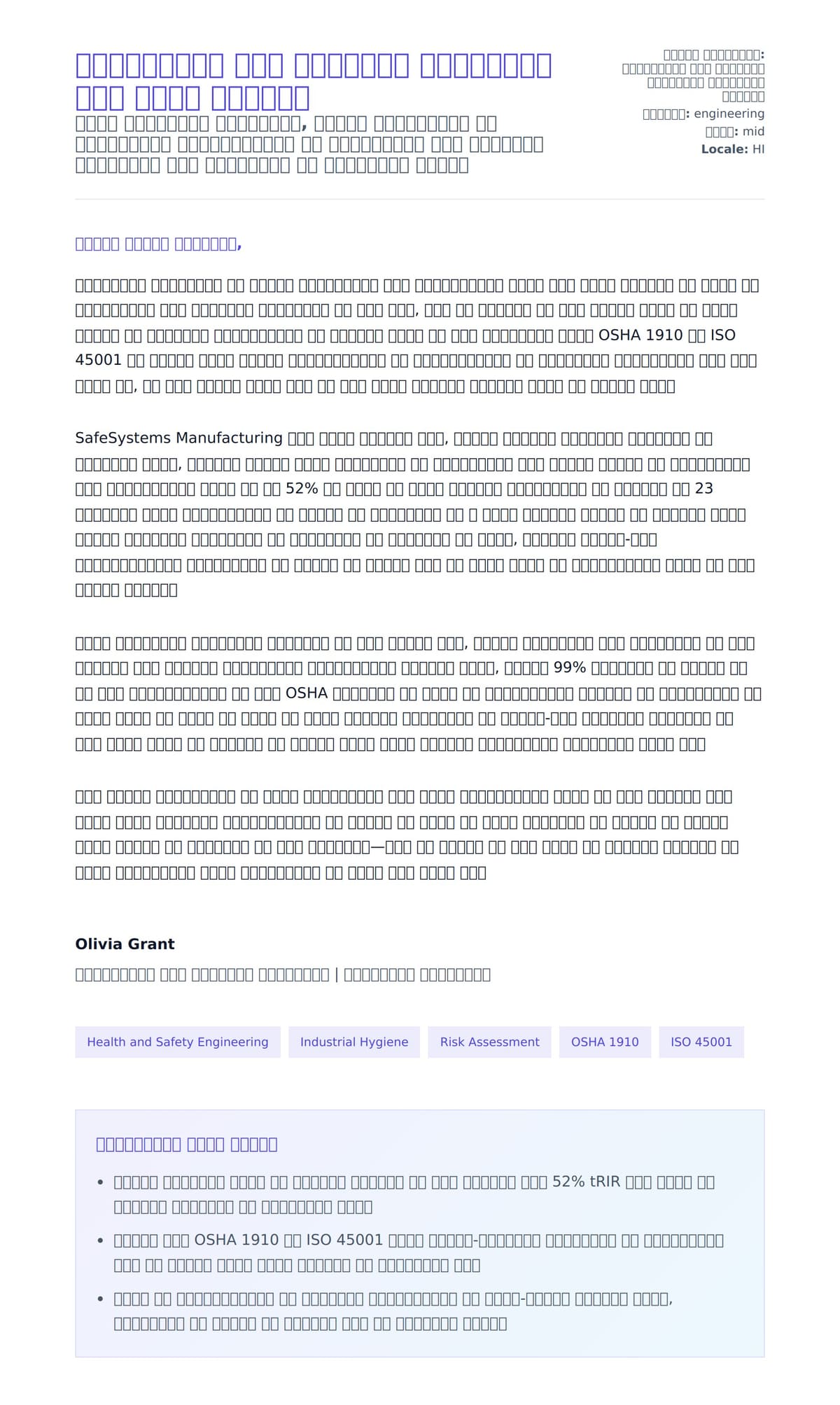 स्वास्थ्य एवं सुरक्षा इंजीनियर कवर लेटर उदाहरण के लिए कवर पत्र पूर्वावलोकन