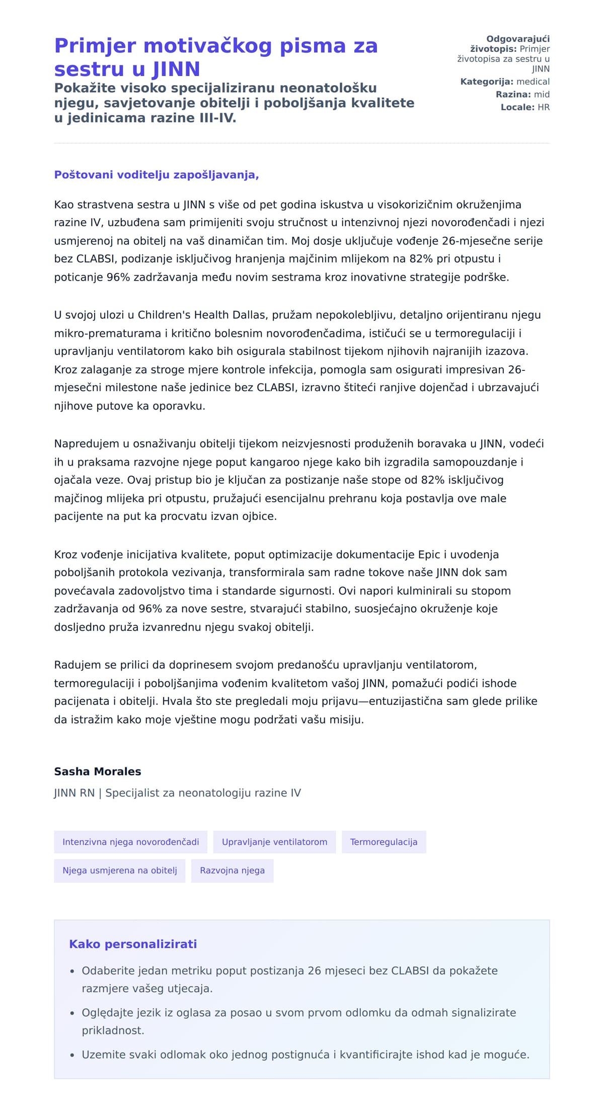 Pregled motivacijskog pisma za Primjer motivačkog pisma za sestru u JINN