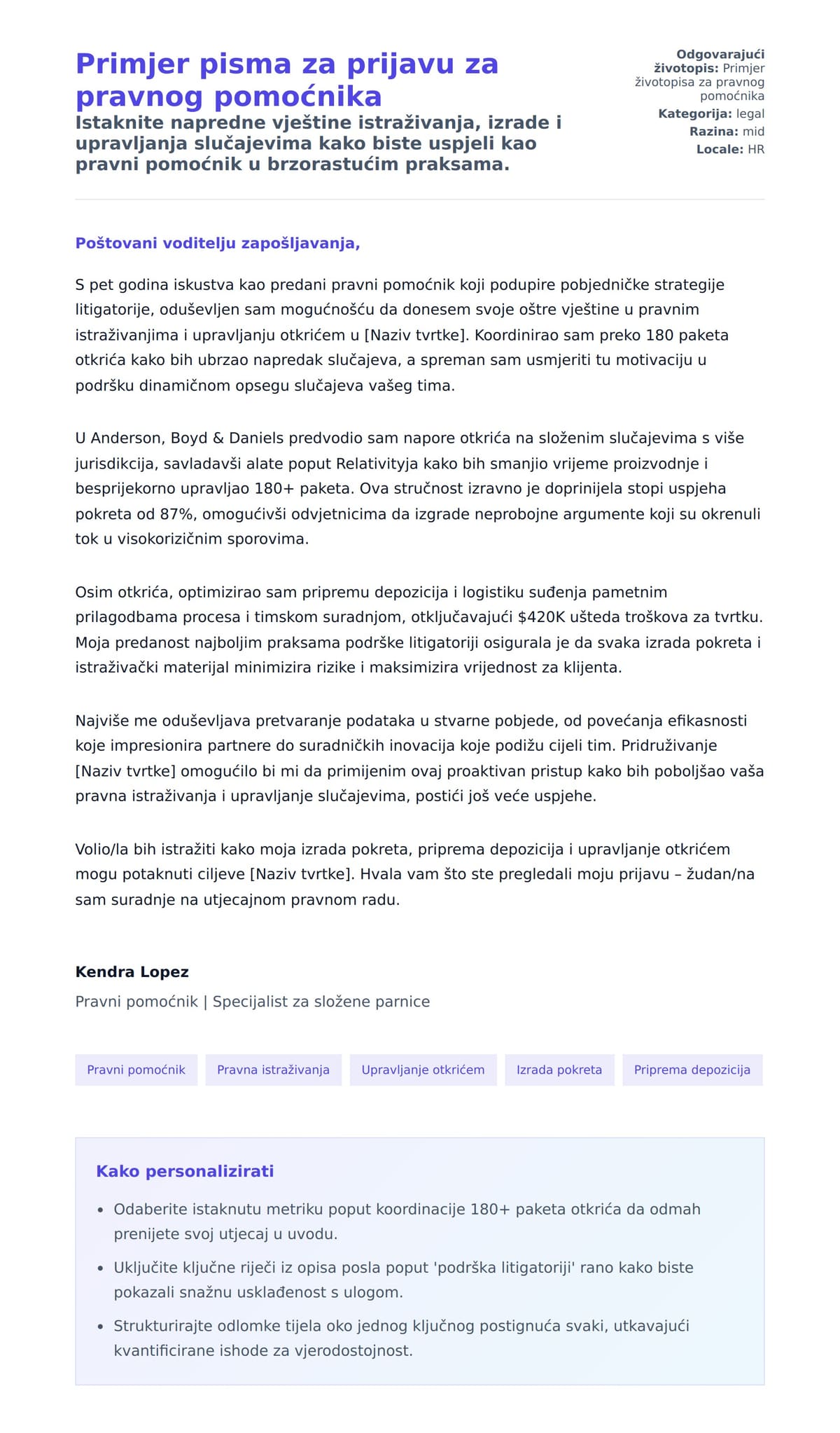 Pregled motivacijskog pisma za Primjer pisma za prijavu za pravnog pomoćnika