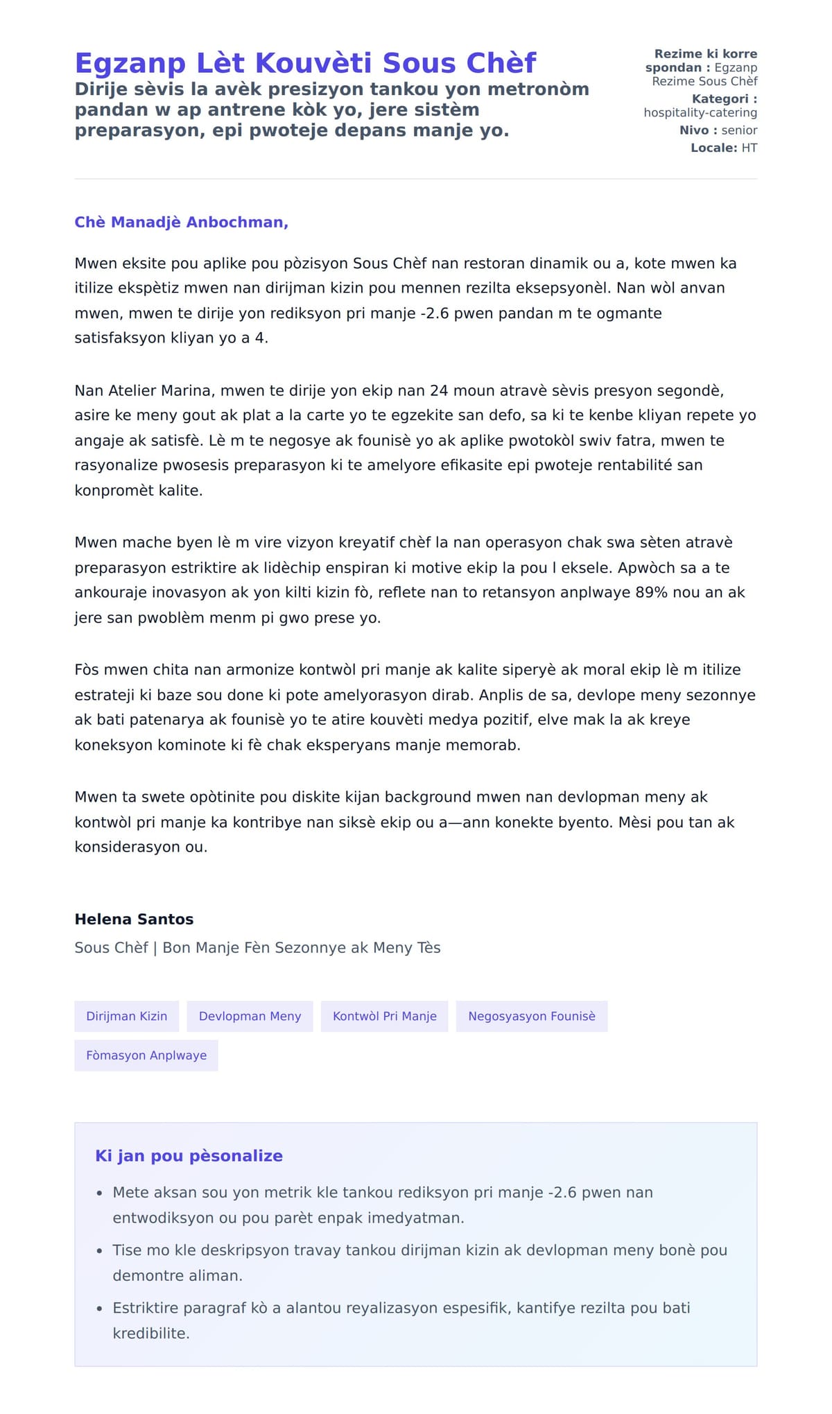 Premye apèsi lèt kouvèti pou Egzanp Lèt Kouvèti Sous Chèf