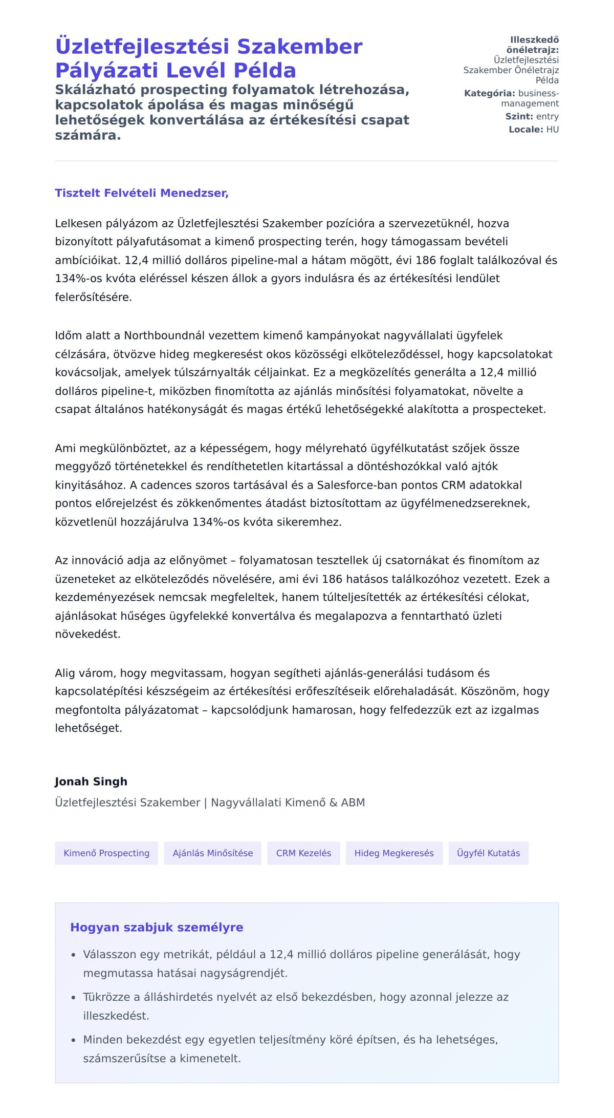 Kísérőlevél előnézet Üzletfejlesztési Szakember Pályázati Levél Példa számára