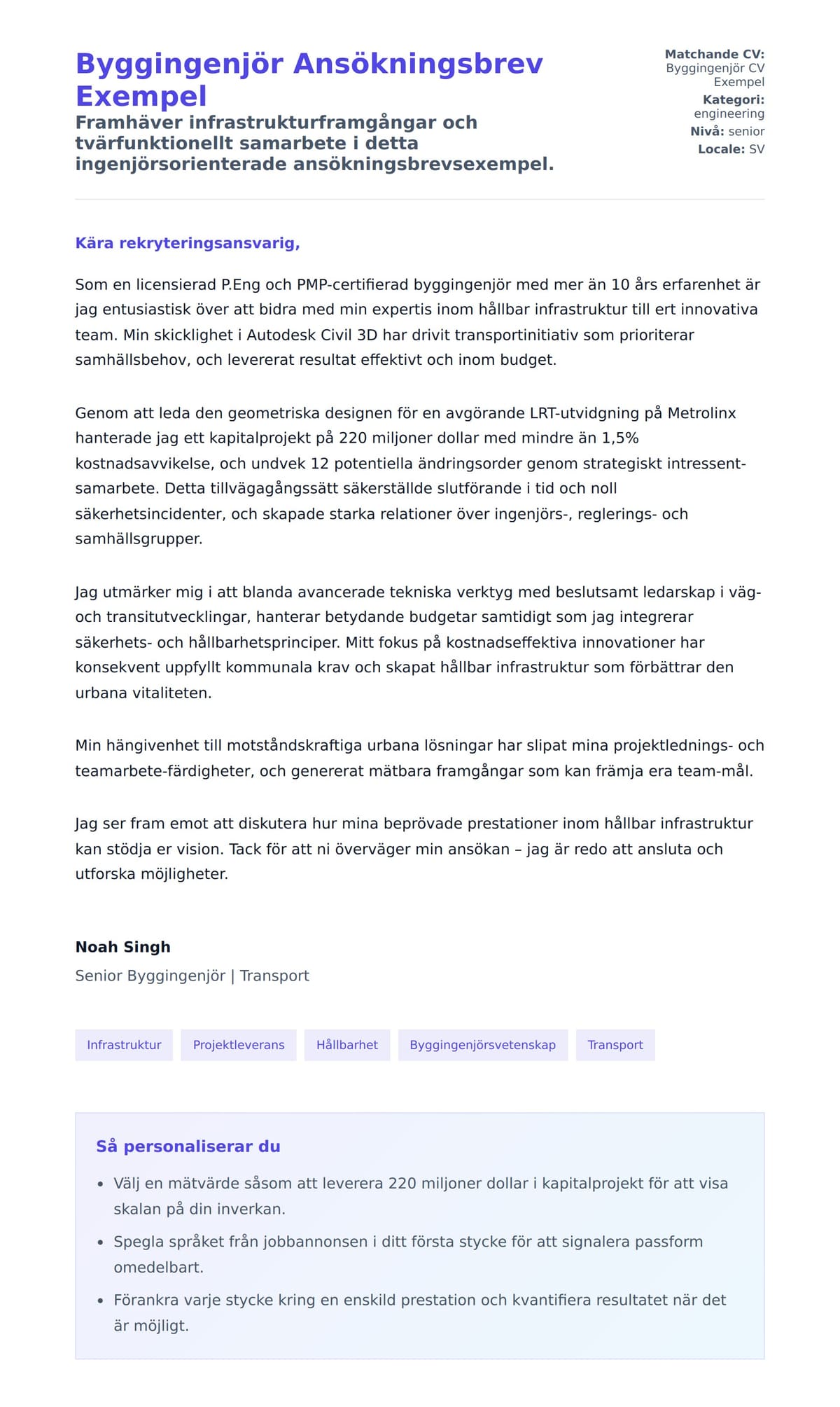 Förhandsgranskning av motivationsbrev för Byggingenjör Ansökningsbrev Exempel