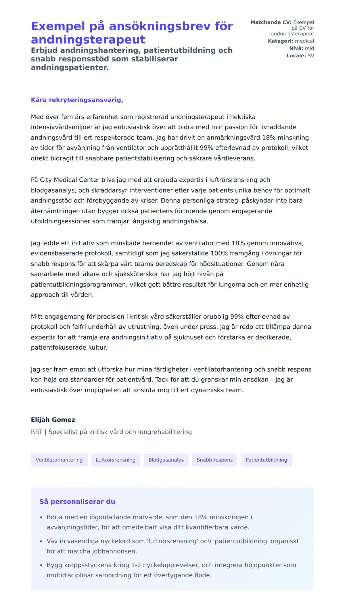 Förhandsgranskning av motivationsbrev för Exempel på ansökningsbrev för andningsterapeut