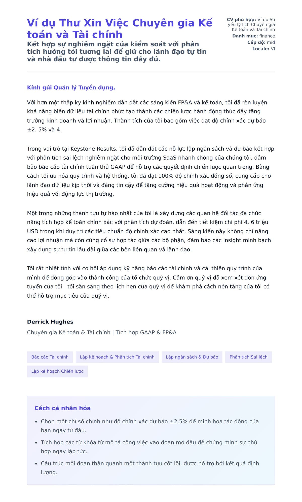 Bản xem trước thư xin việc cho Ví dụ Thư Xin Việc Chuyên gia Kế toán và Tài chính