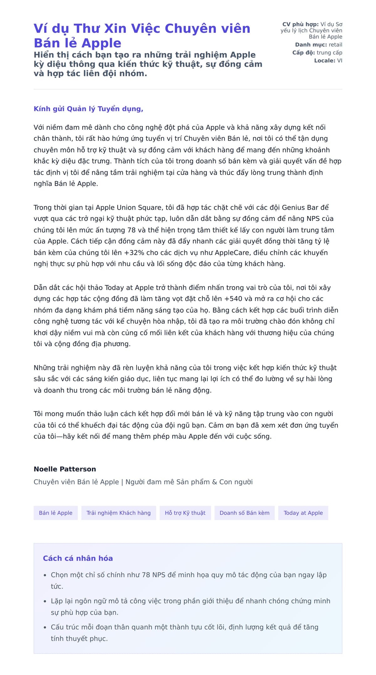 Bản xem trước thư xin việc cho Ví dụ Thư Xin Việc Chuyên viên Bán lẻ Apple