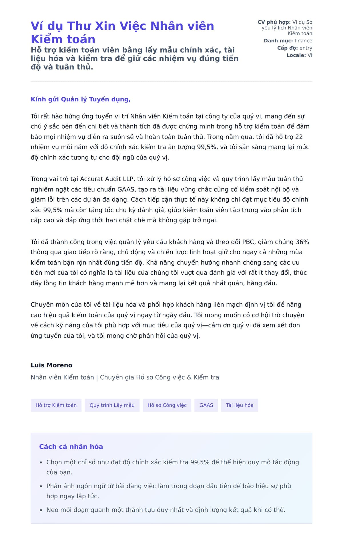 Bản xem trước thư xin việc cho Ví dụ Thư Xin Việc Nhân viên Kiểm toán