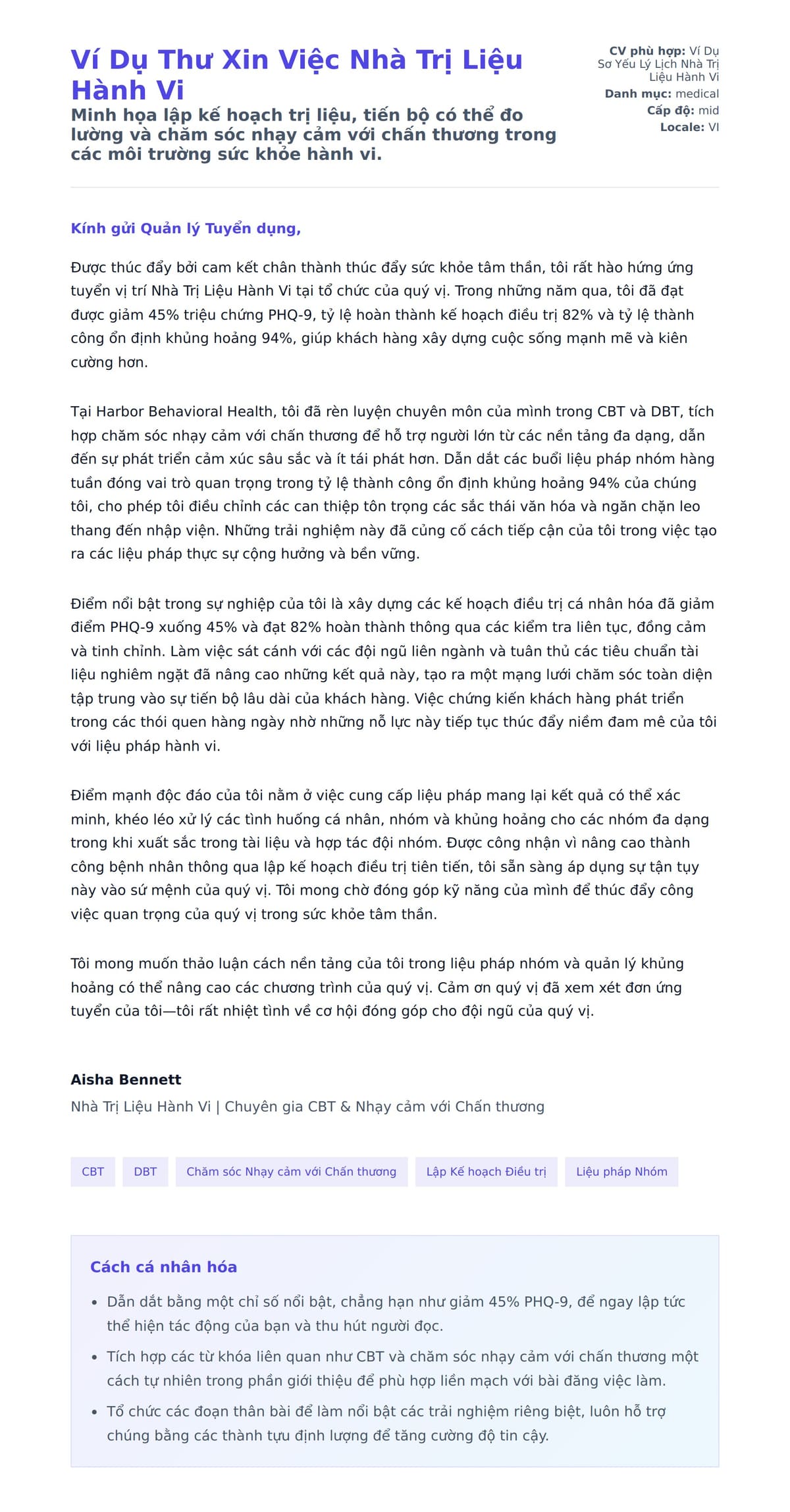 Bản xem trước thư xin việc cho Ví Dụ Thư Xin Việc Nhà Trị Liệu Hành Vi