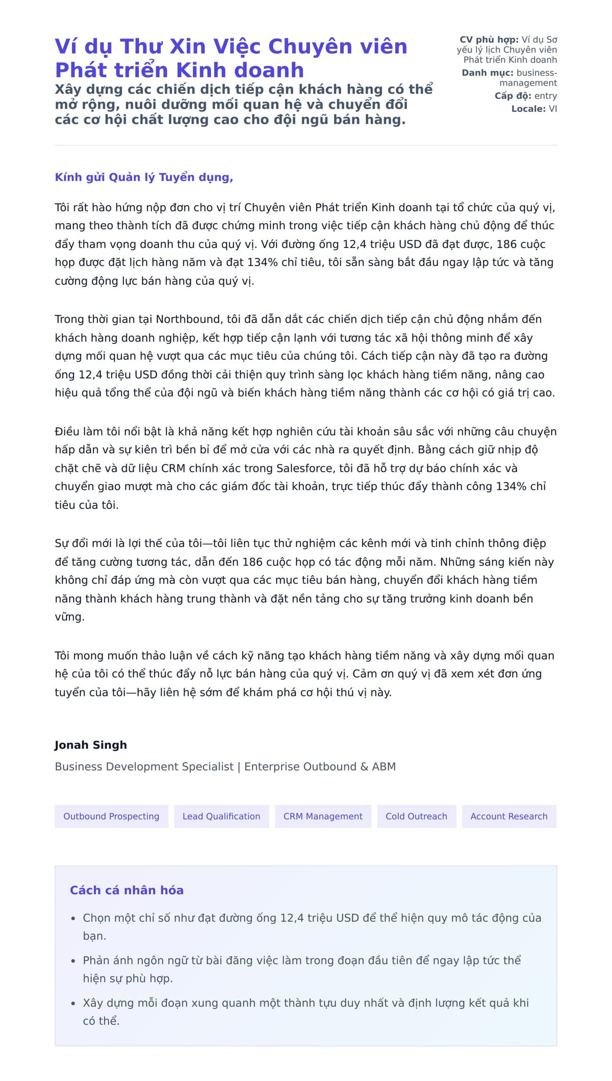 Bản xem trước thư xin việc cho Ví dụ Thư Xin Việc Chuyên viên Phát triển Kinh doanh