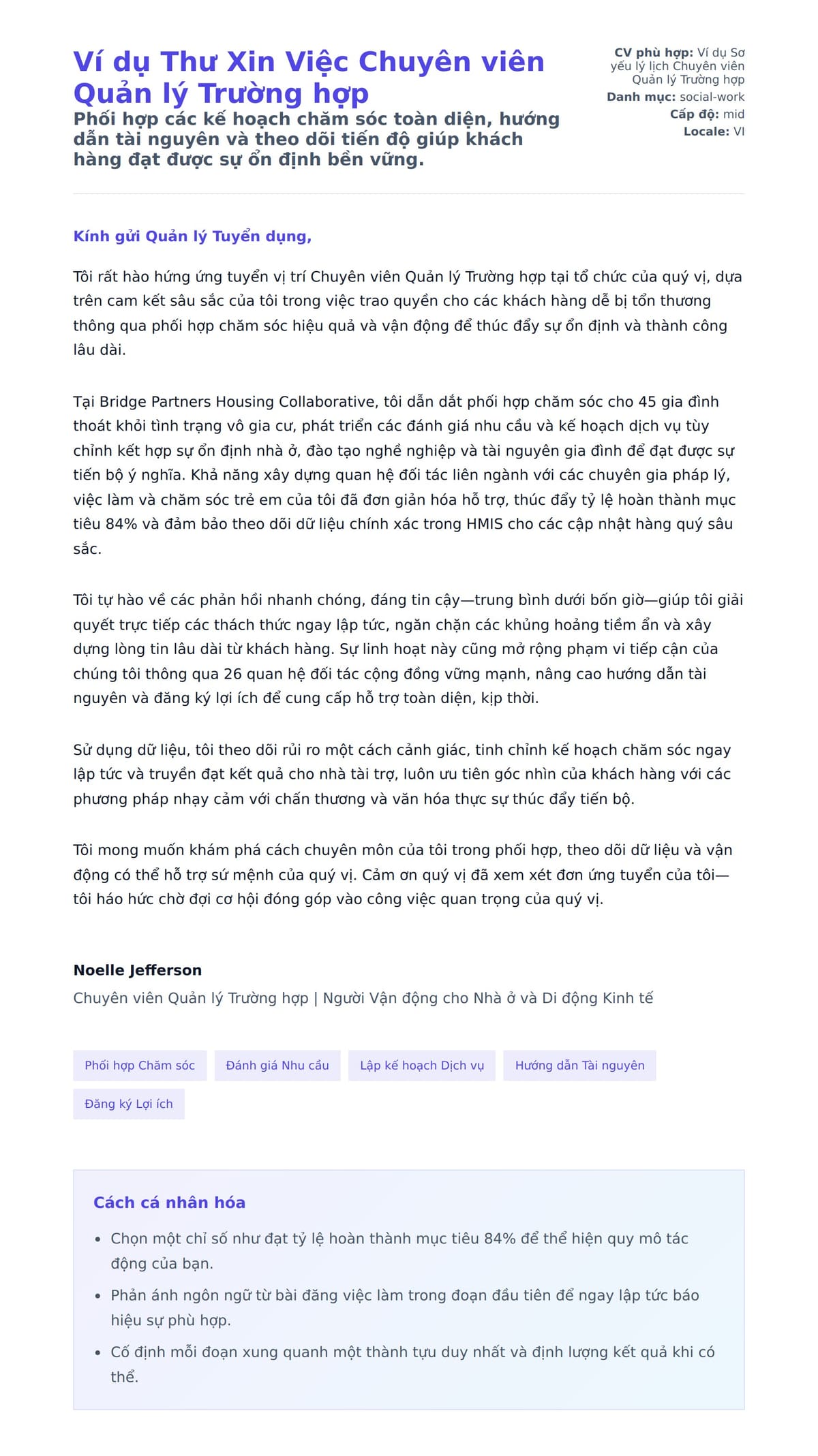 Bản xem trước thư xin việc cho Ví dụ Thư Xin Việc Chuyên viên Quản lý Trường hợp