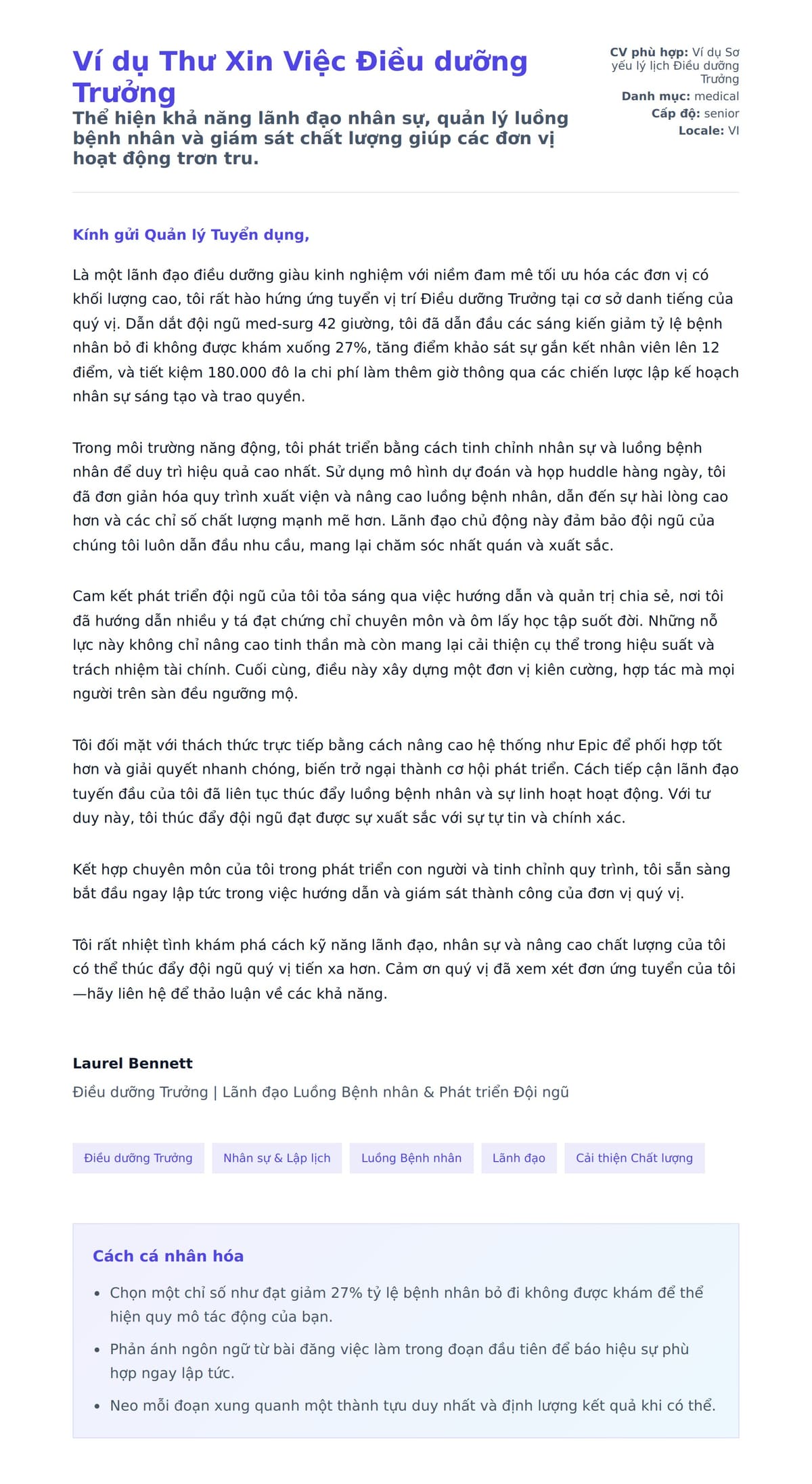 Bản xem trước thư xin việc cho Ví dụ Thư Xin Việc Điều dưỡng Trưởng