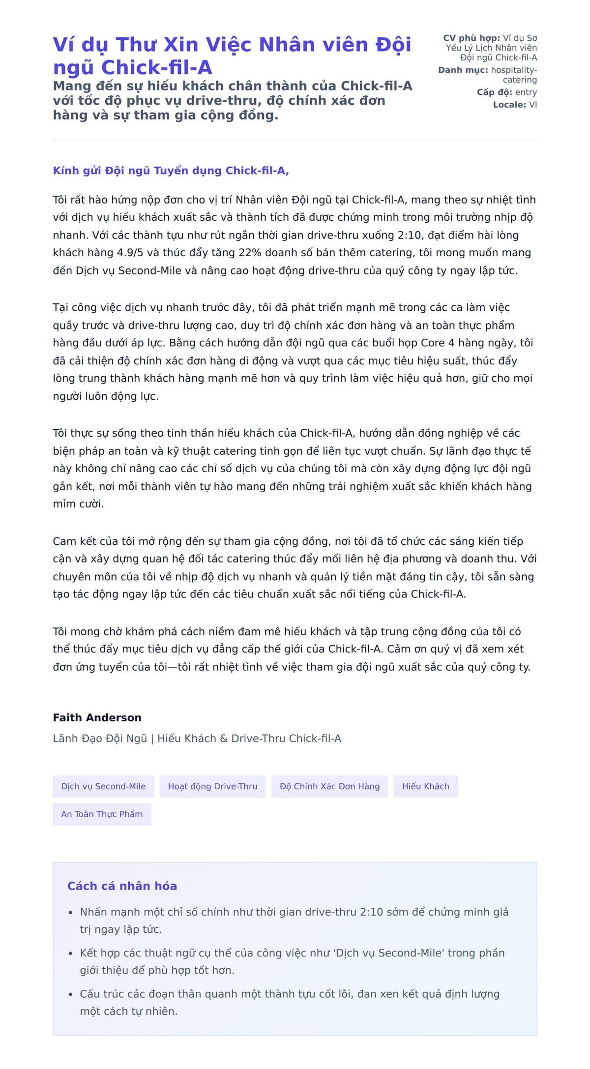 Bản xem trước thư xin việc cho Ví dụ Thư Xin Việc Nhân viên Đội ngũ Chick-fil-A