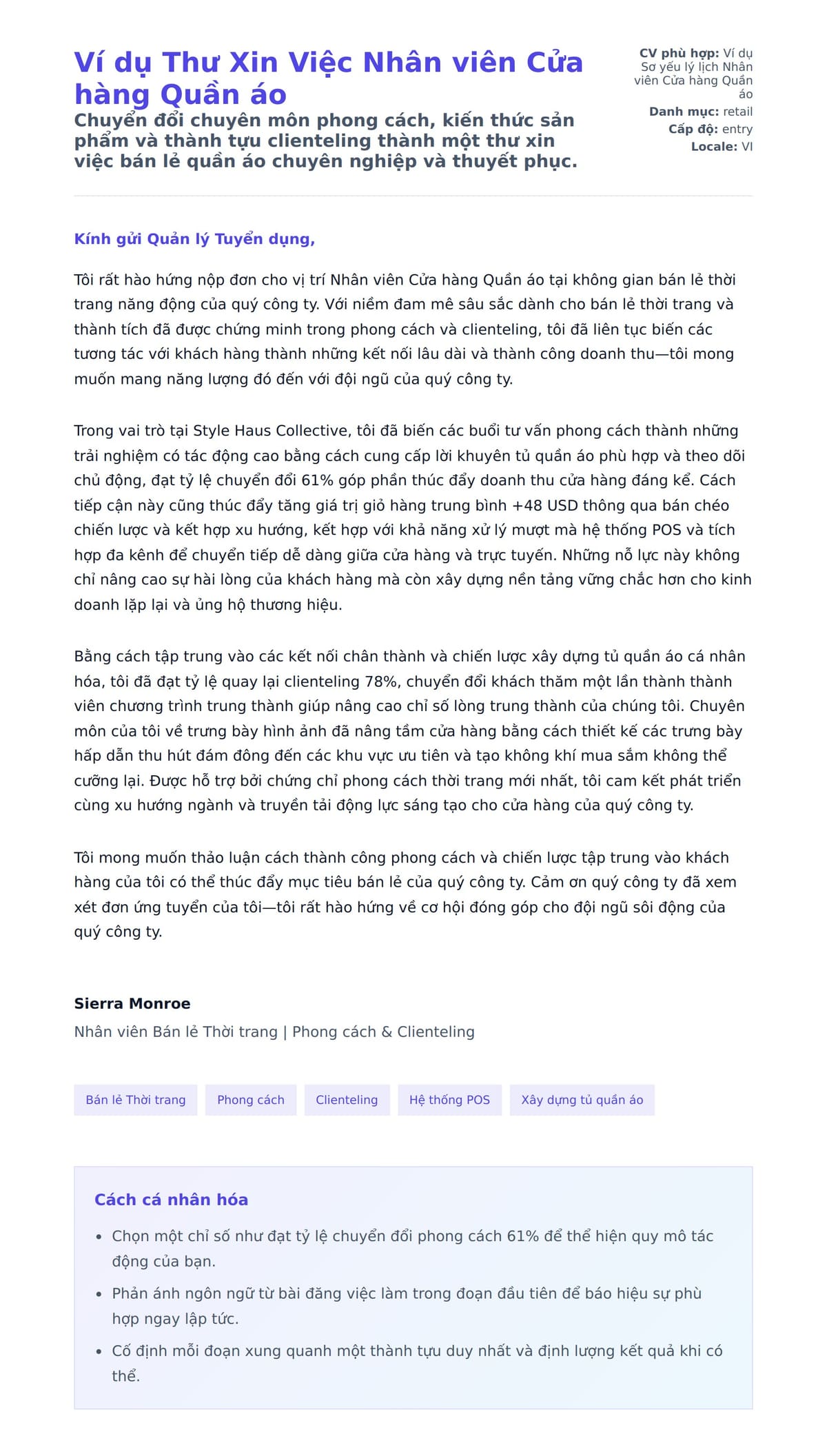 Bản xem trước thư xin việc cho Ví dụ Thư Xin Việc Nhân viên Cửa hàng Quần áo