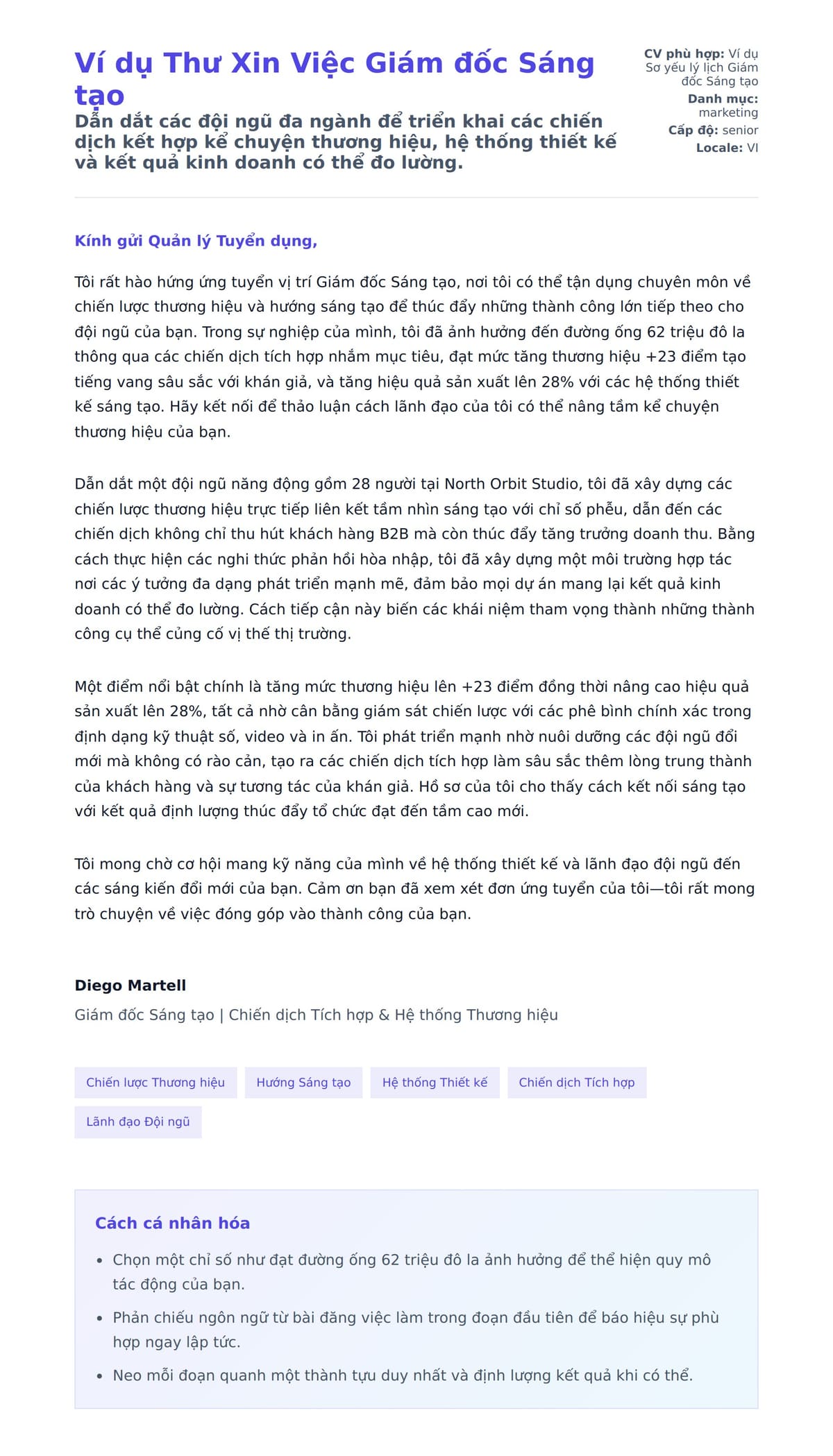 Bản xem trước thư xin việc cho Ví dụ Thư Xin Việc Giám đốc Sáng tạo