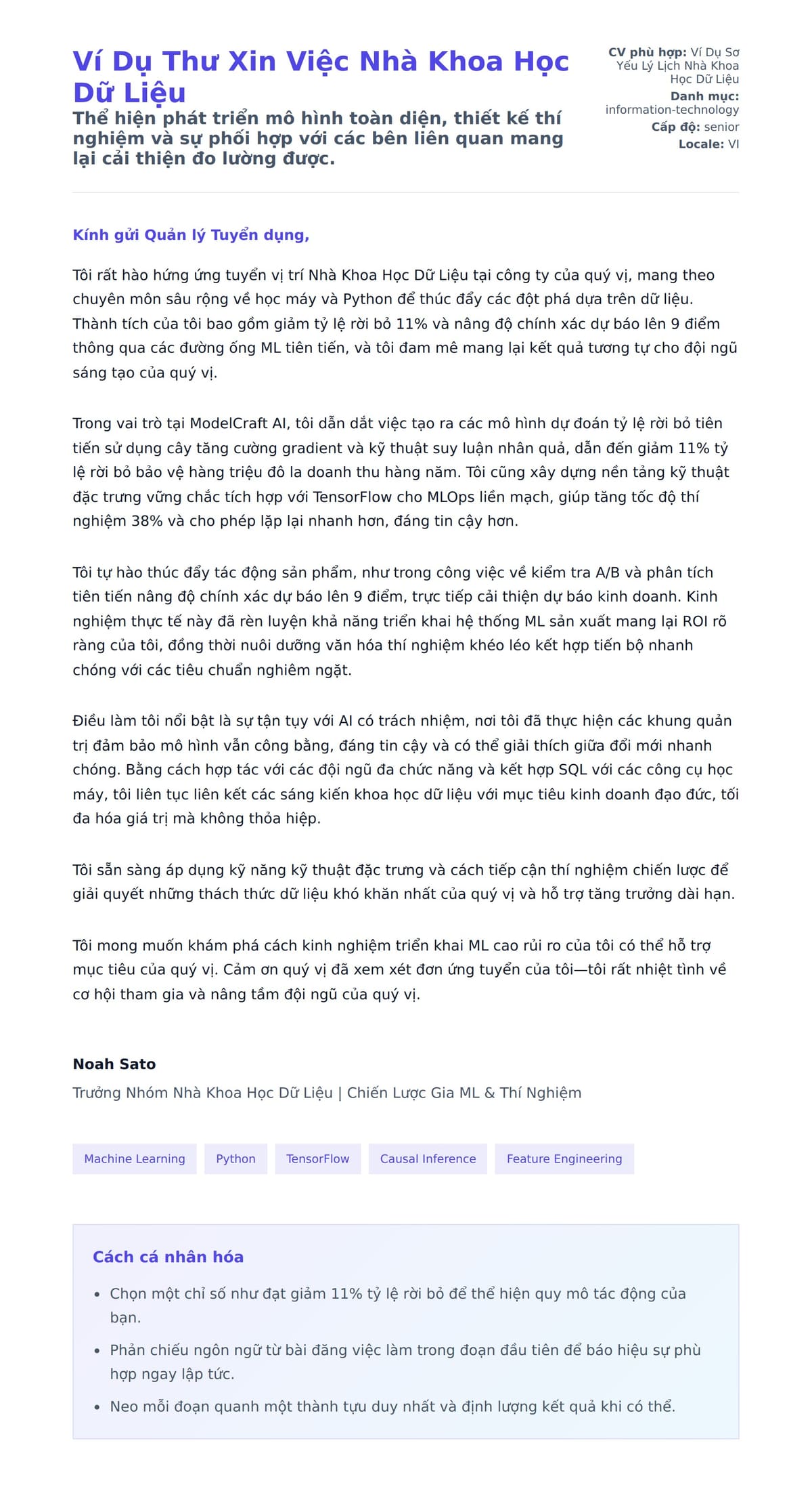 Bản xem trước thư xin việc cho Ví Dụ Thư Xin Việc Nhà Khoa Học Dữ Liệu